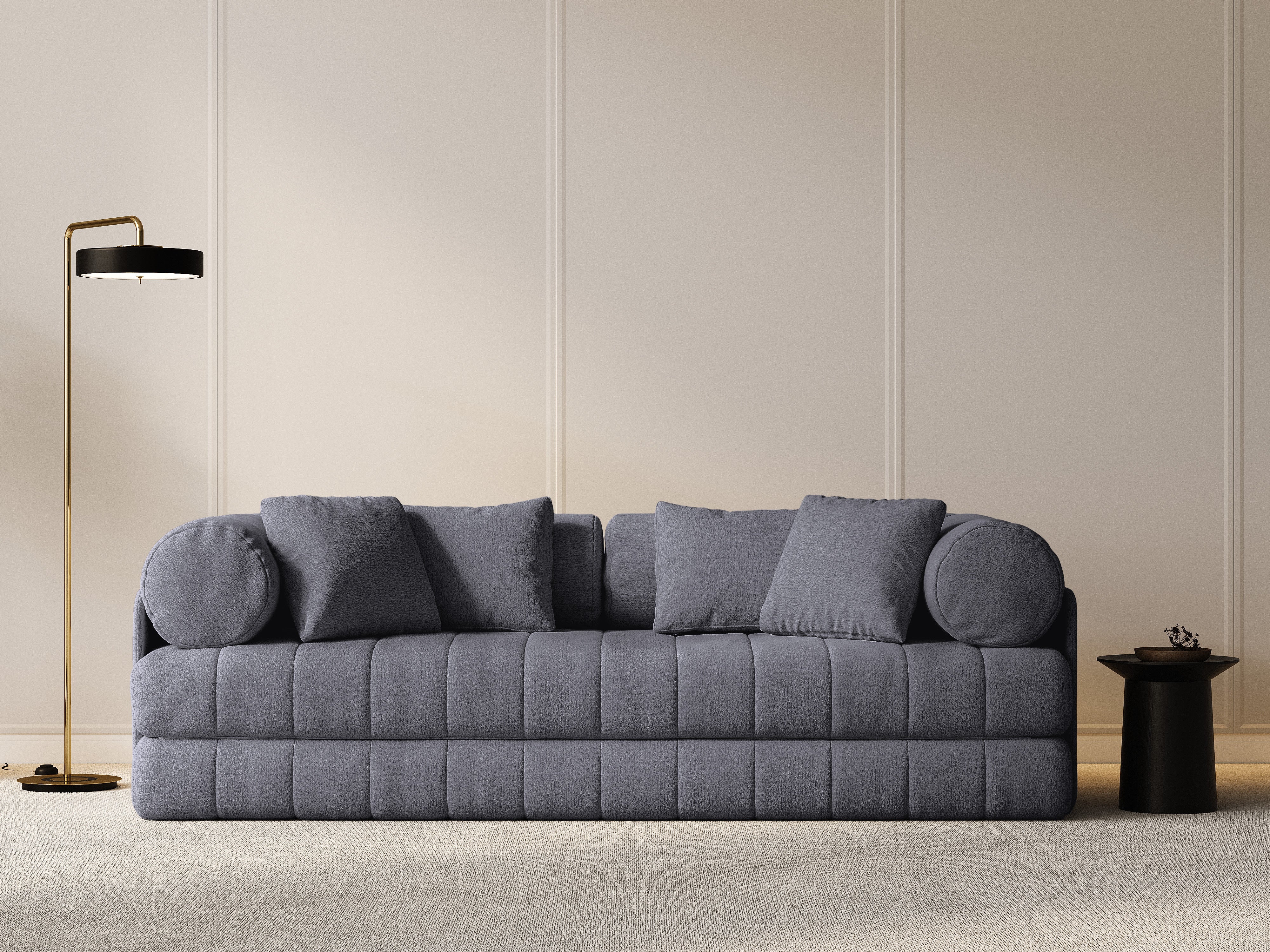 3-seater sofa with sleeping function KEMI gray bouclé