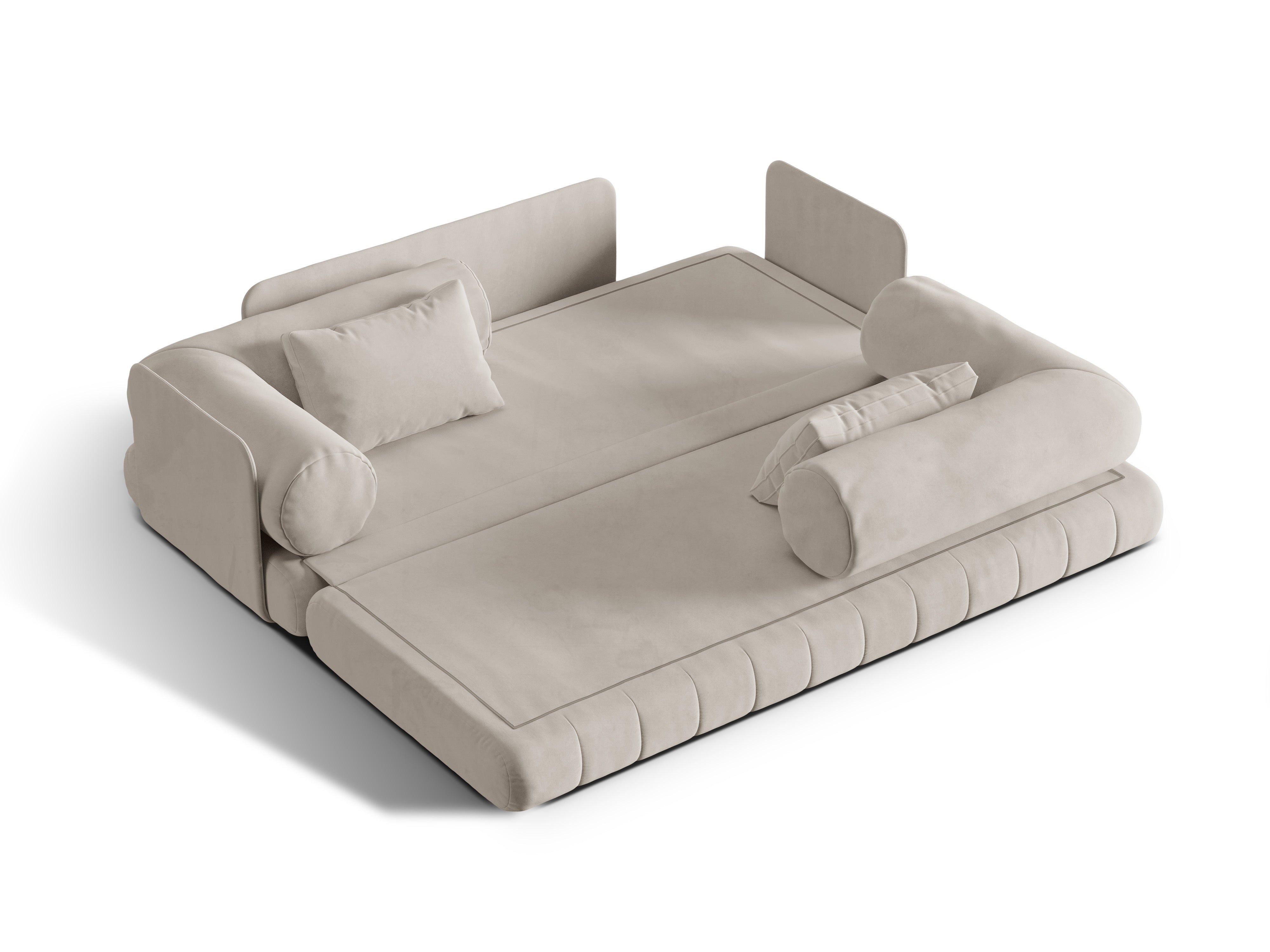 Velvet 3-seater sofa with sleeping function KEMI beige