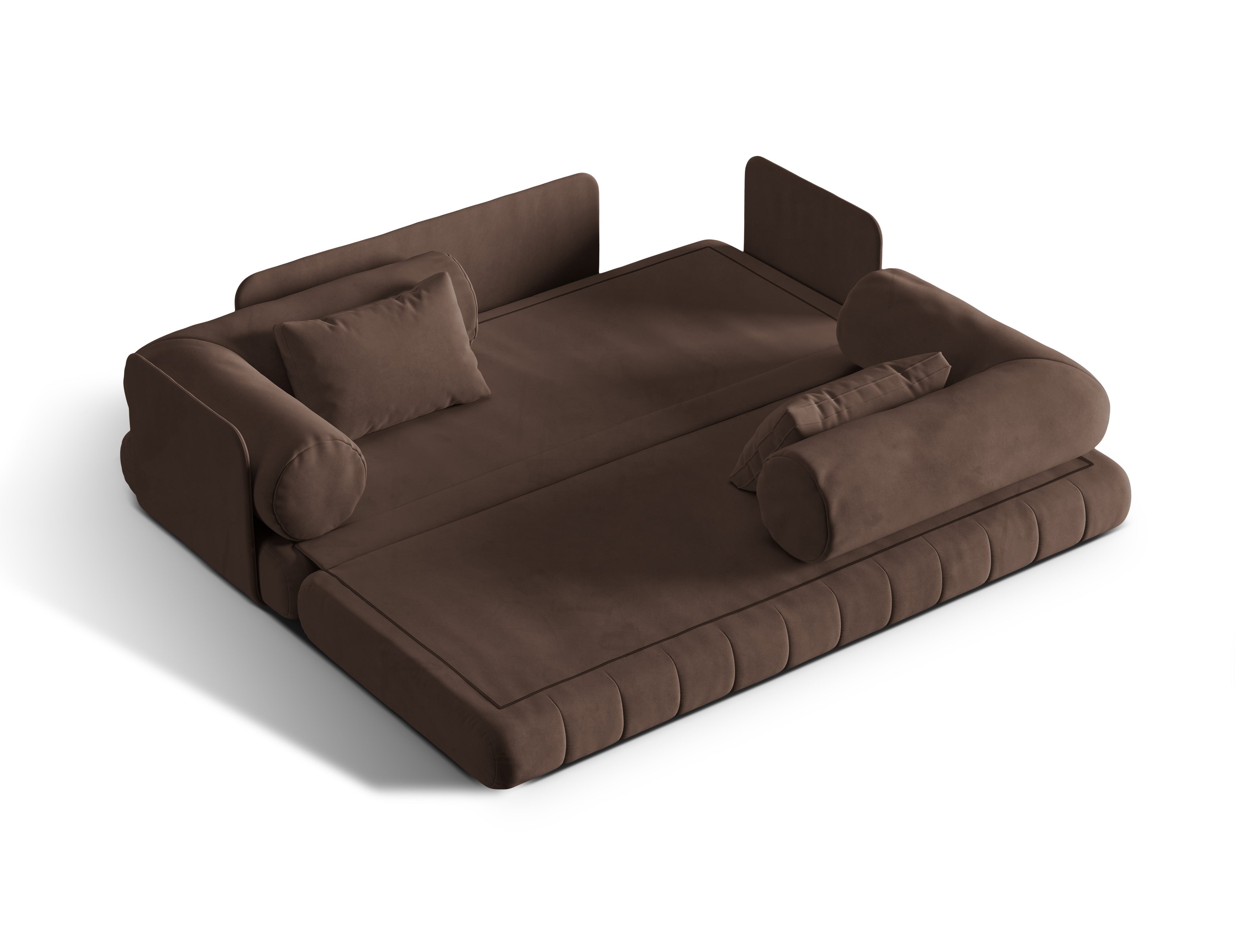 Chocolate 3-seater velvet sofa with sleeping function KEMI