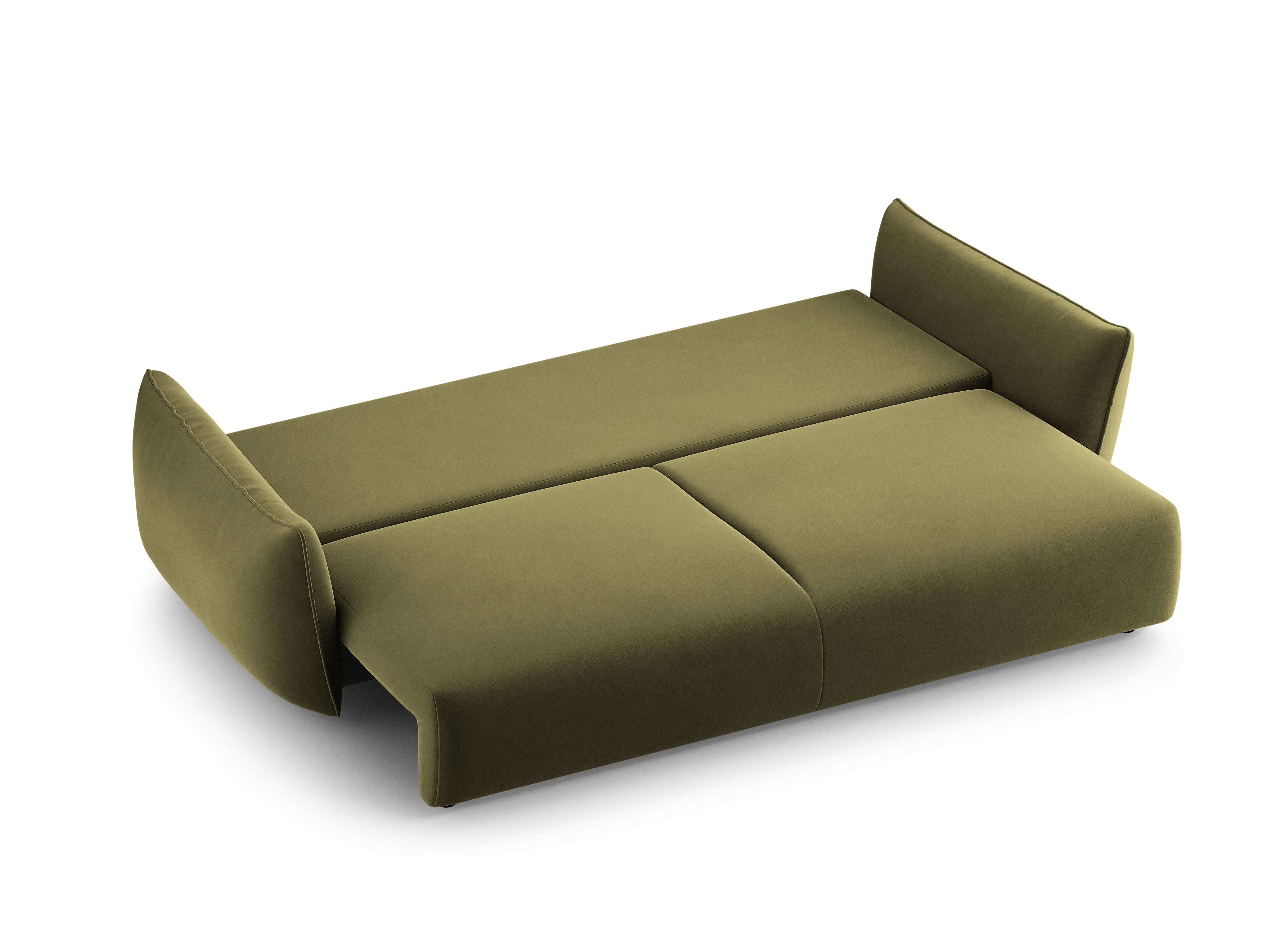 Sofa z aksamitom s funkciou spania MATERA olivová