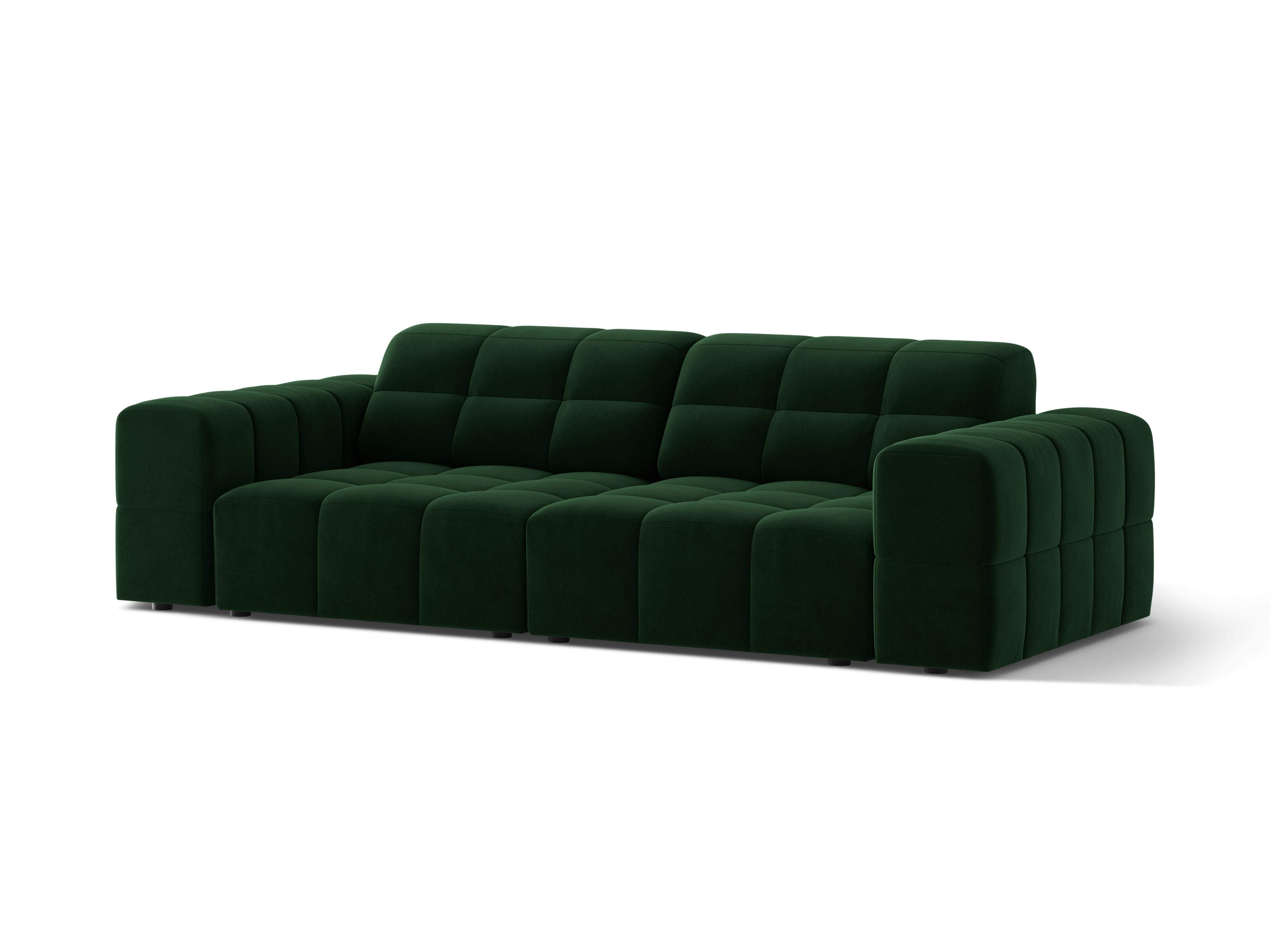 Sofa zamatová 3-miestna CHICAGO fľašková zelená