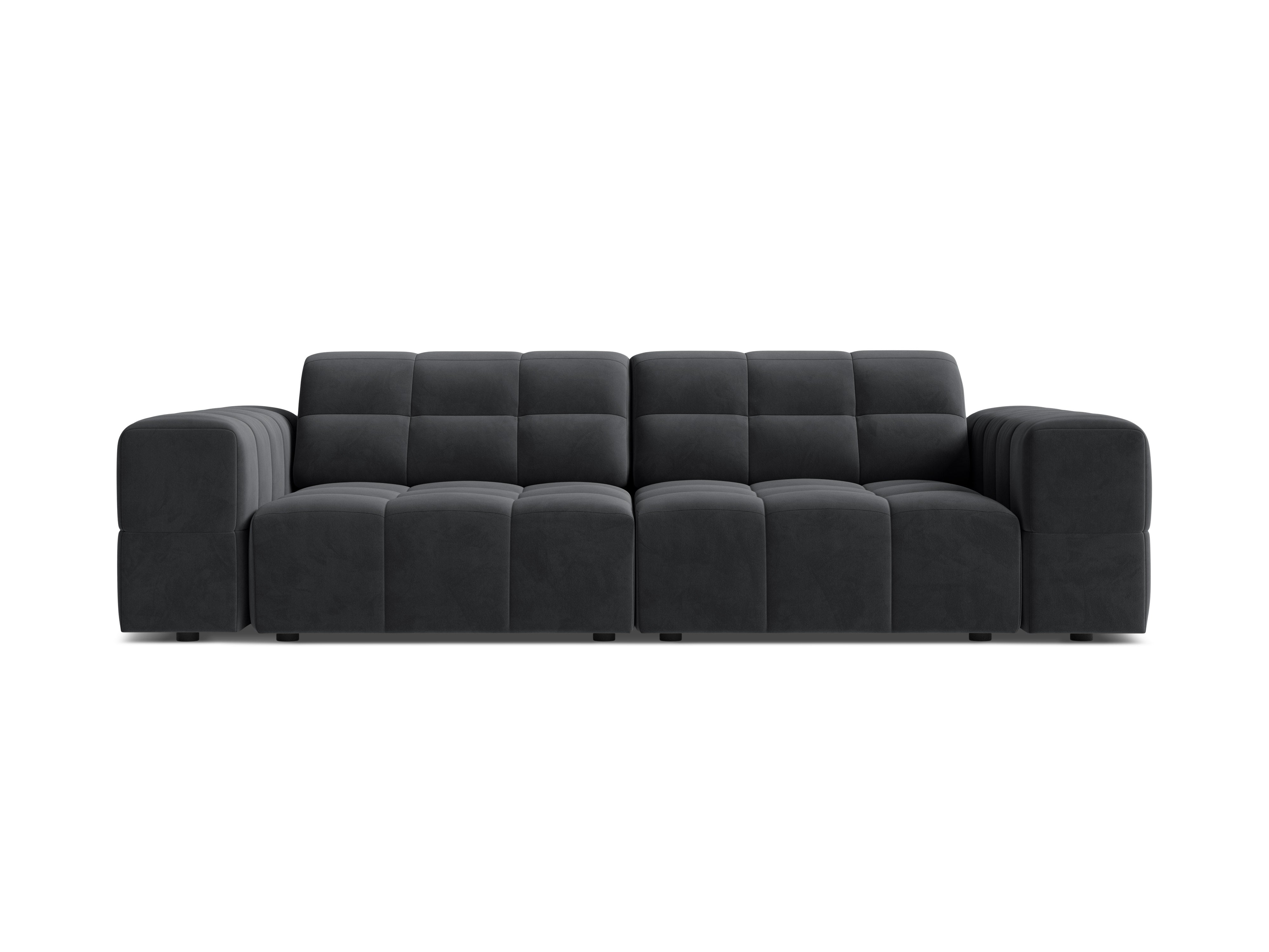 Sofa z jemného velúru 3-miestna CHICAGO tmavosivá