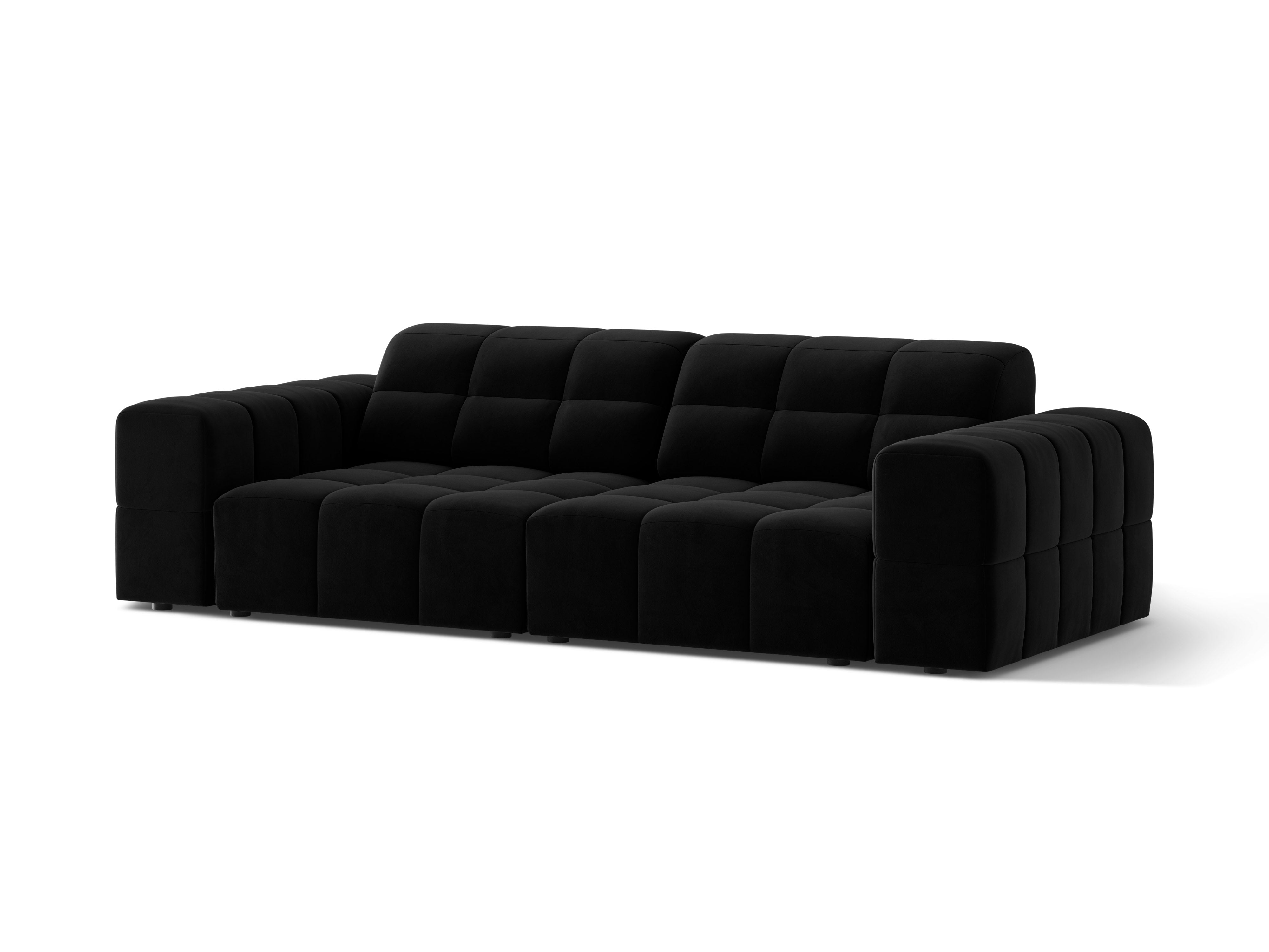 Sofa z jemného velúru 3-miestna CHICAGO čierna