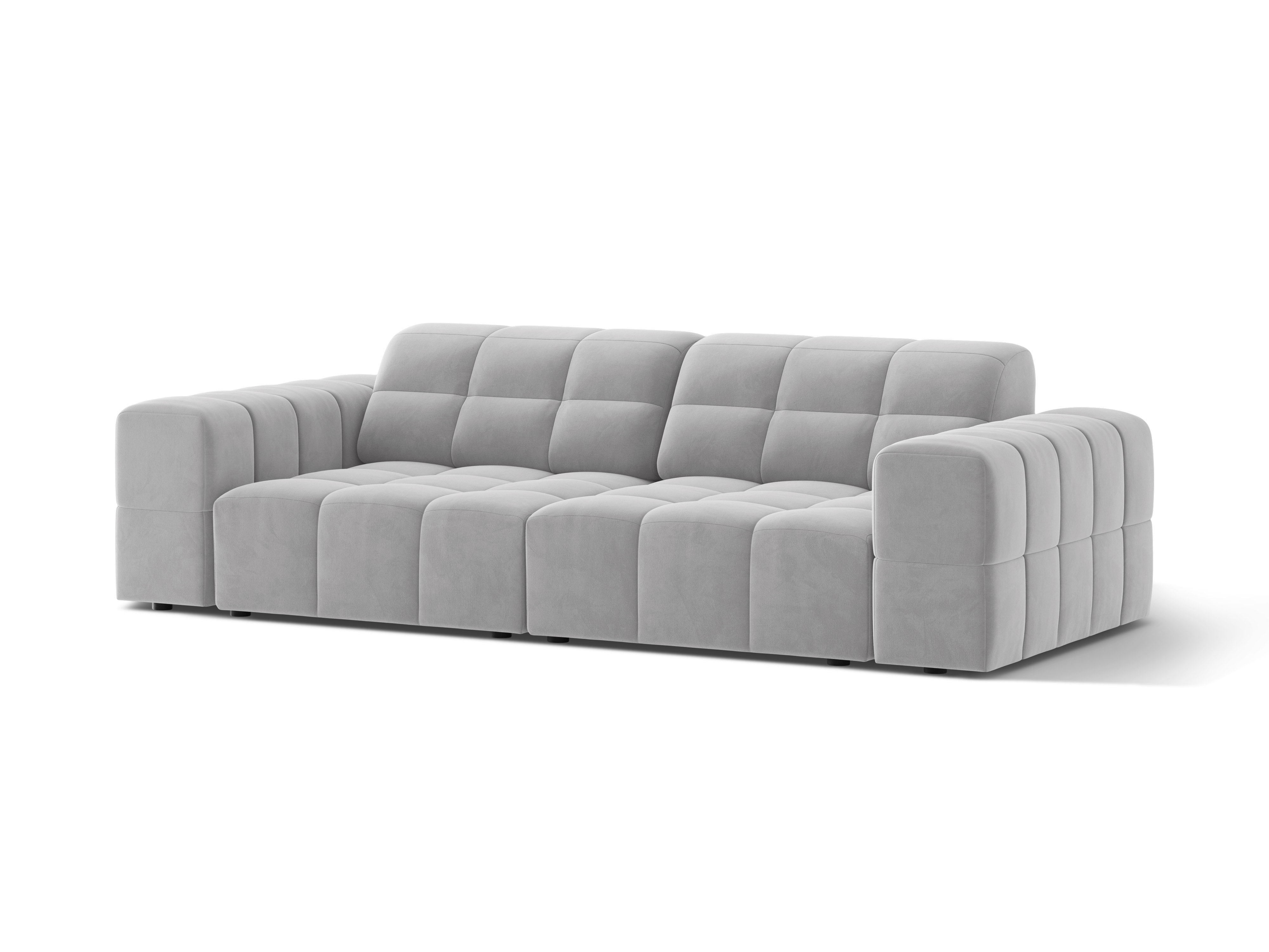 Sofa z jemného velúru 3-miestna CHICAGO svetlosivá