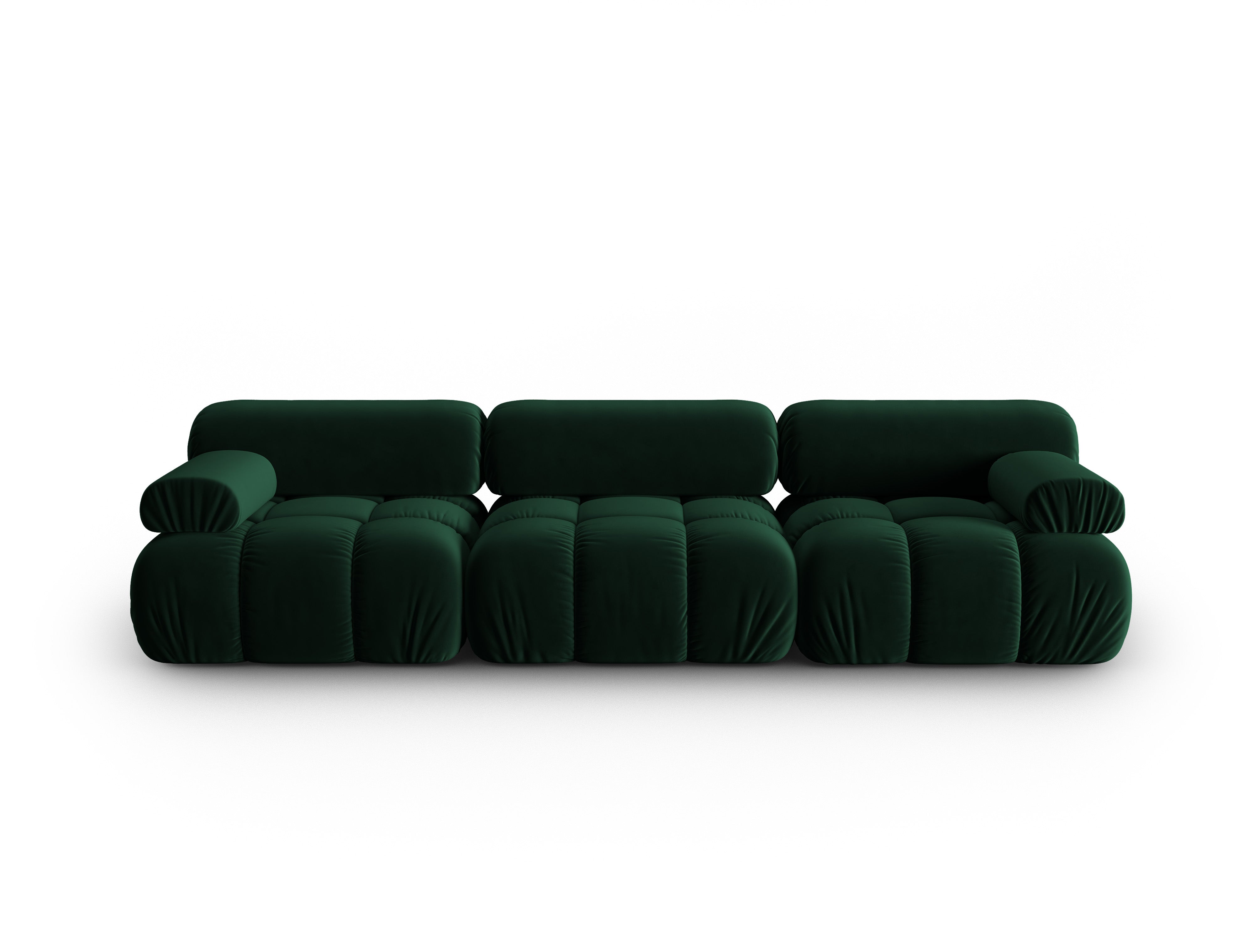 Sofa z jemného sametu 3-osobová CORTINA fľaškovozelená
