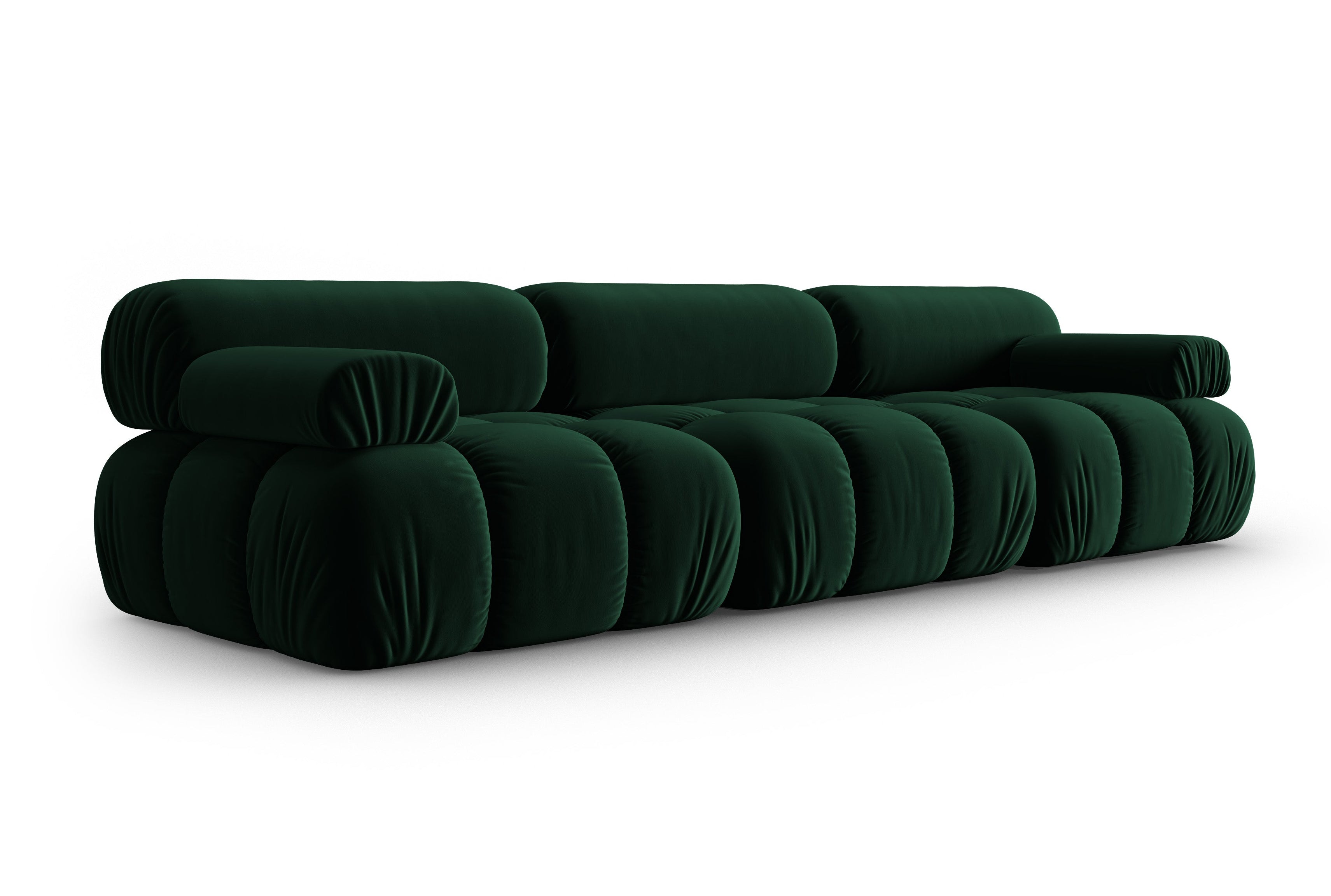 Sofa z jemného sametu 3-osobová CORTINA fľaškovozelená