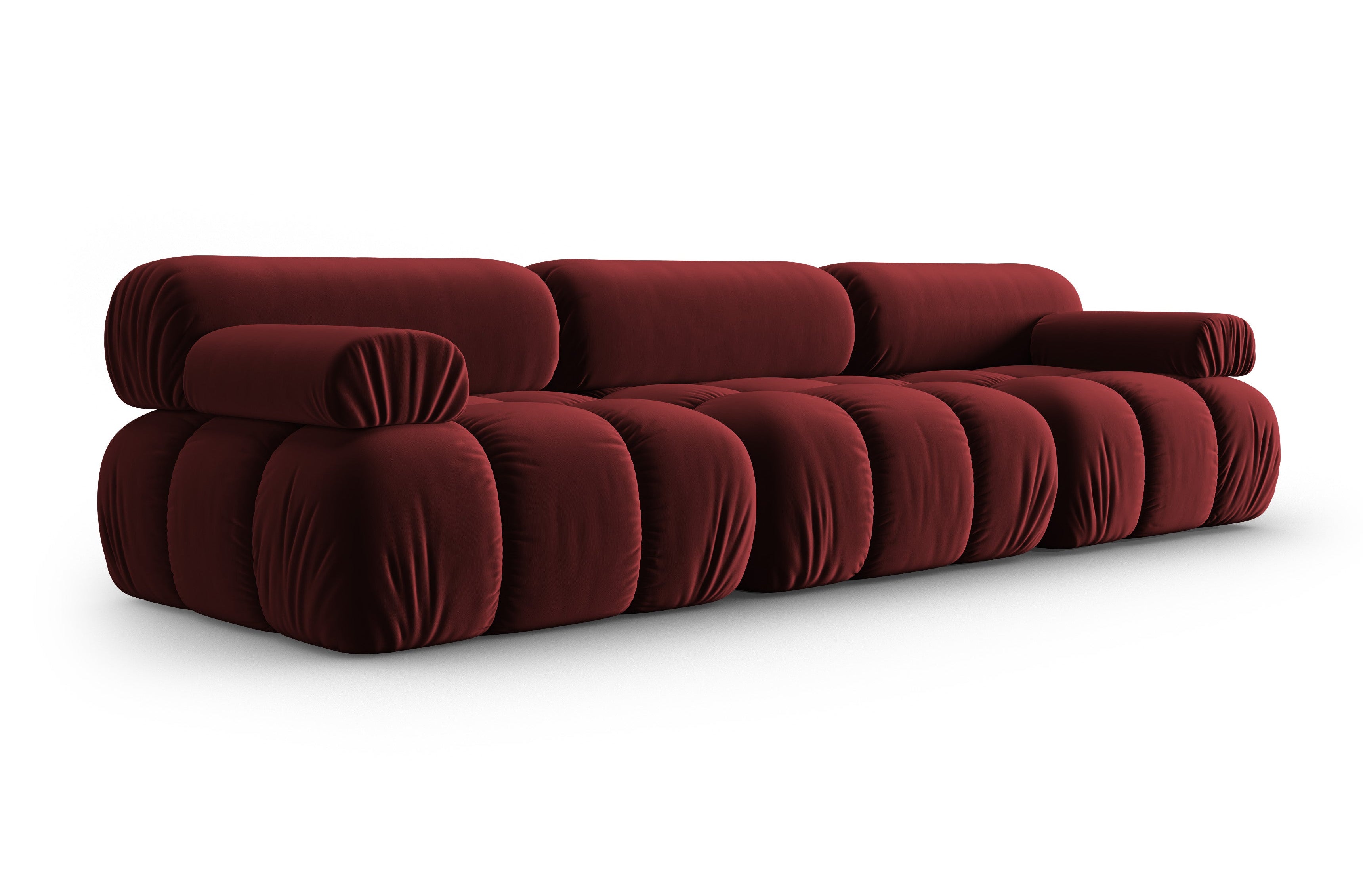 Sofa z aksamitom 3-osobová CORTINA vínovo červená