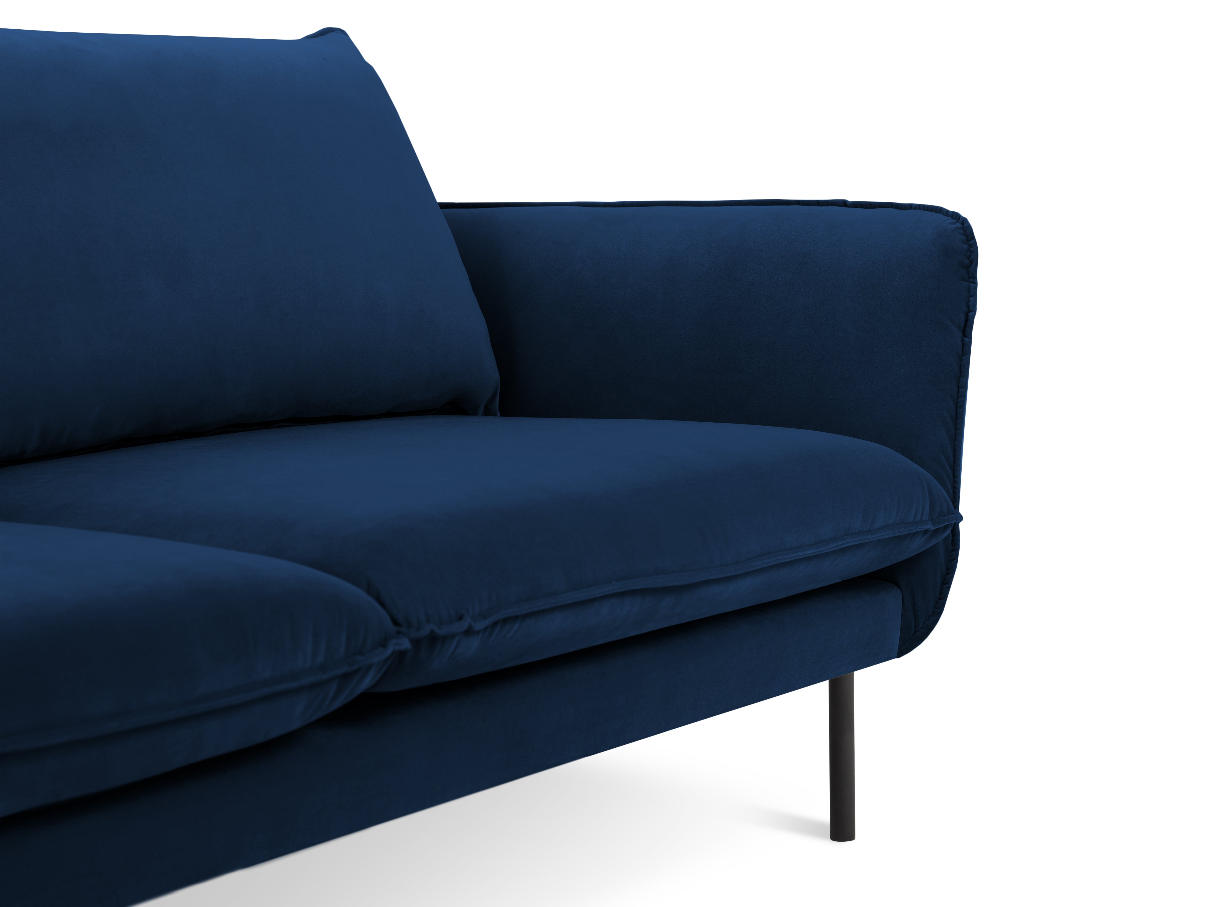 Velvet sofa 3-seater VIENNA royal blue with black base