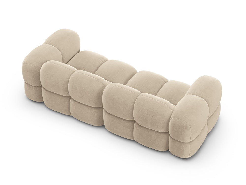 Sofa pre 4 osoby z jemného zamatového materiálu LORETTO béžová
