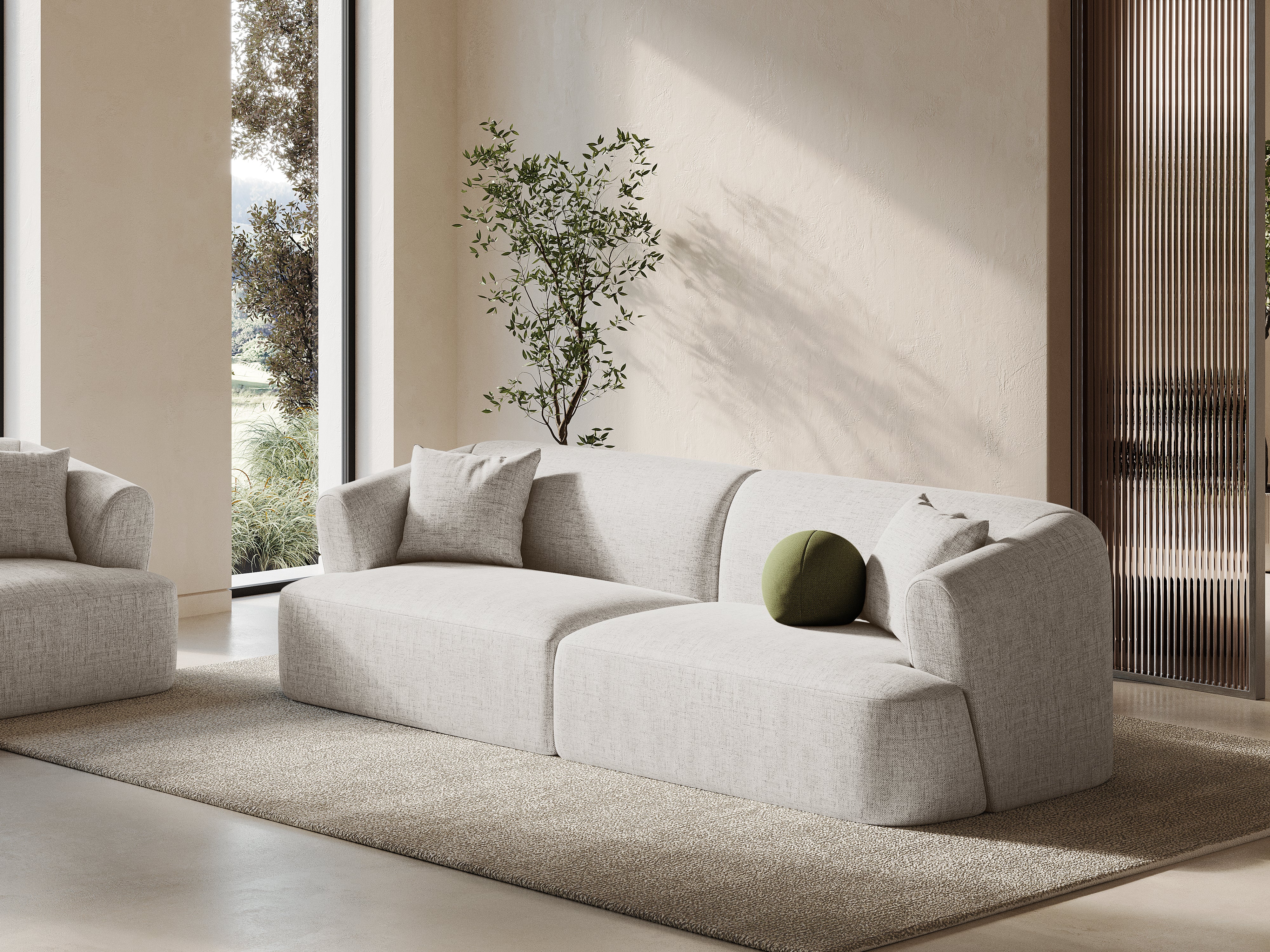 4-seater CAMPI cream chenille sofa