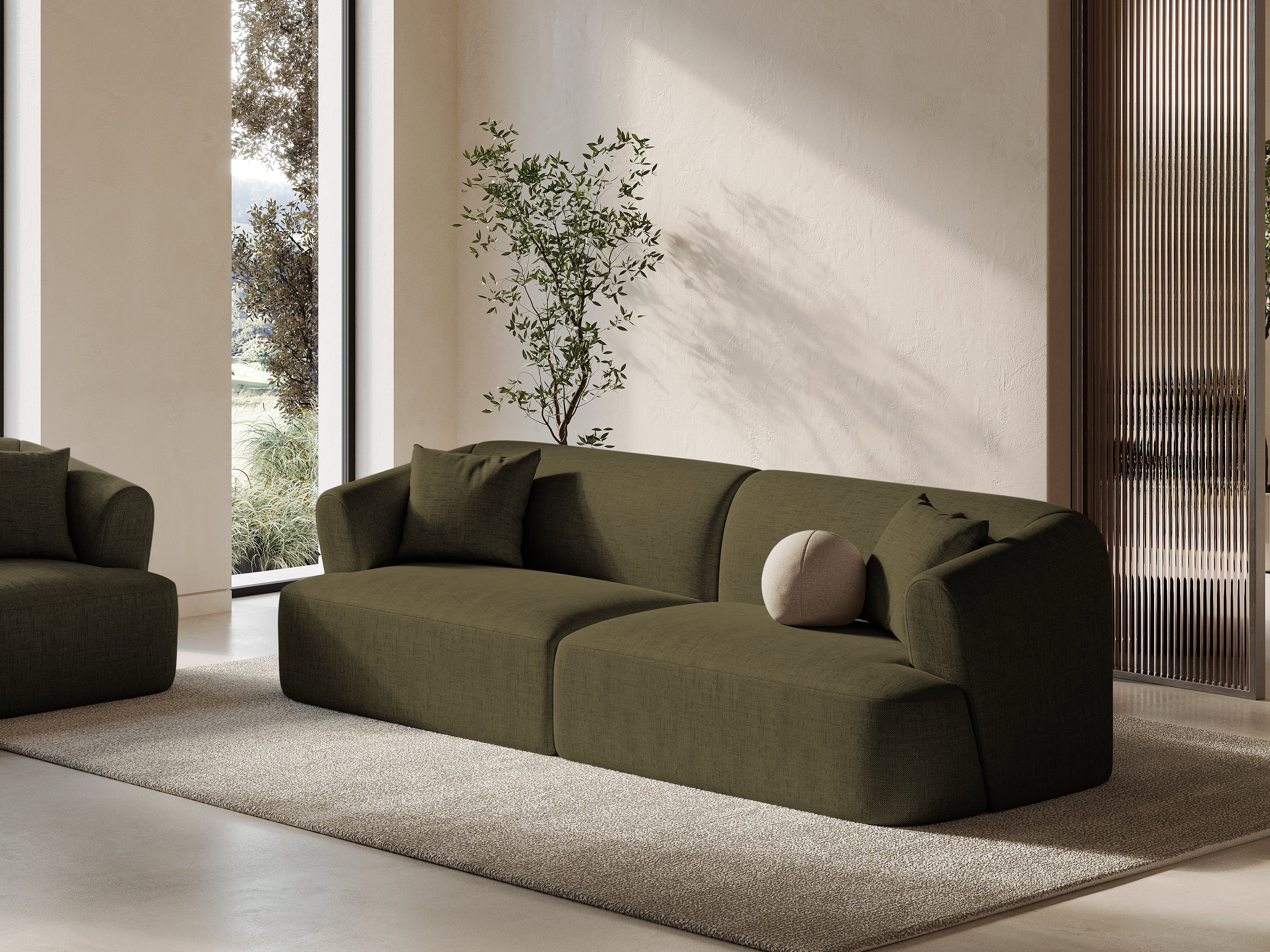 4-seater CAMPI sofa green chenille