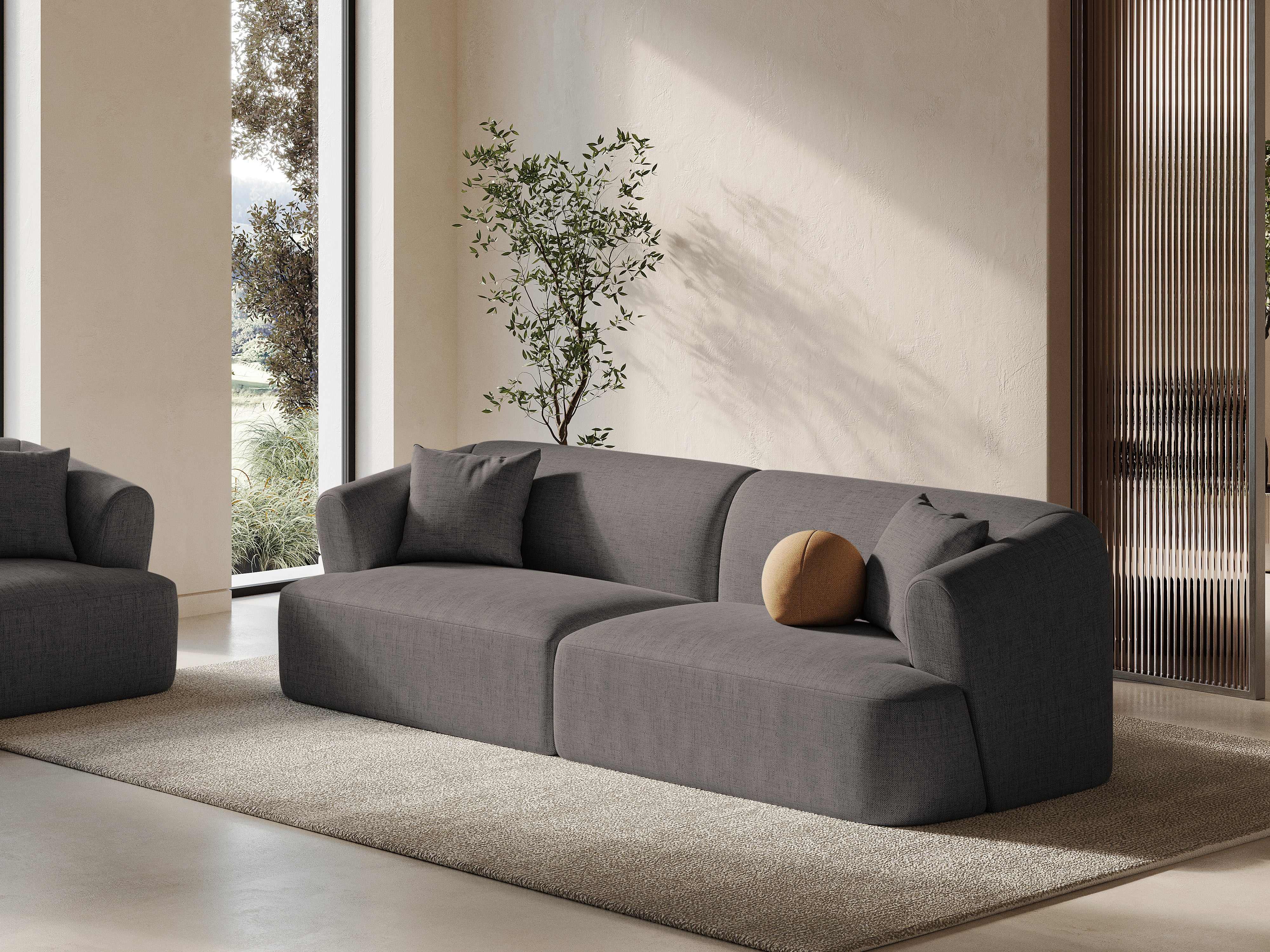 4-seater CAMPI sofa gray chenille