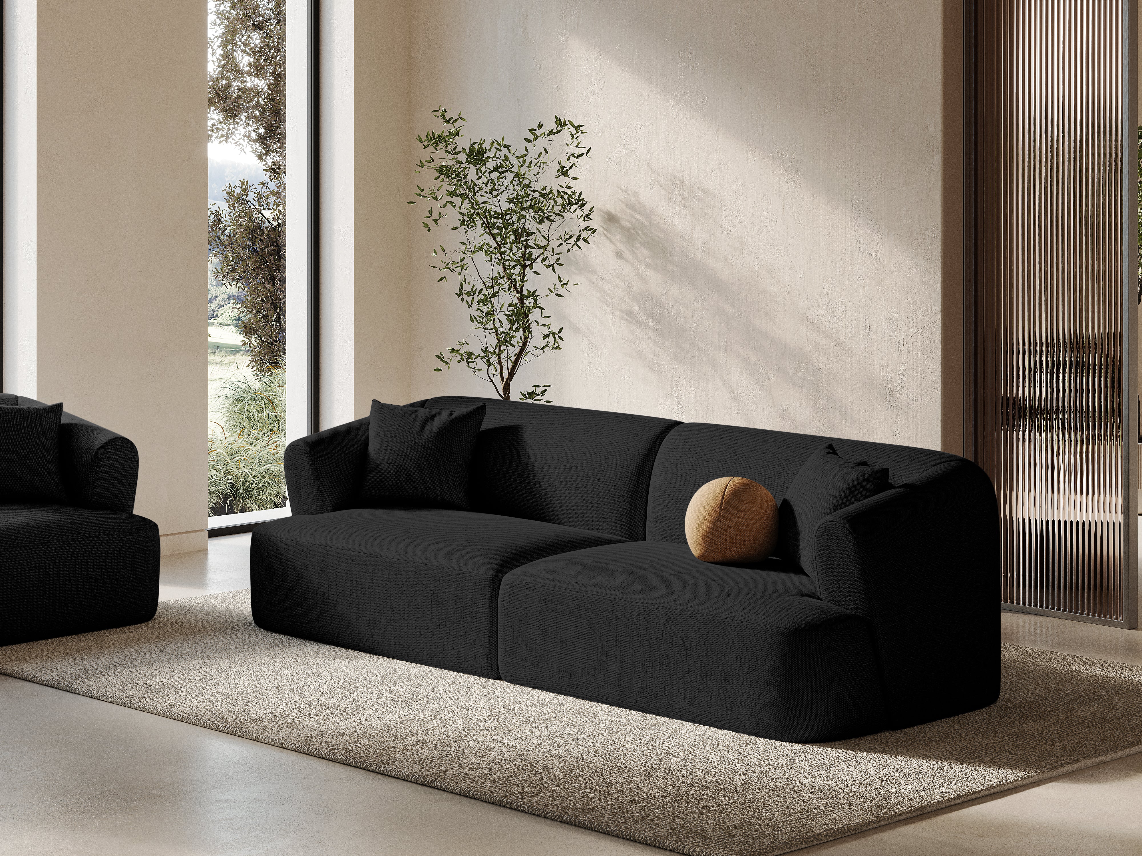4-seater Sofa CAMPI black chenille