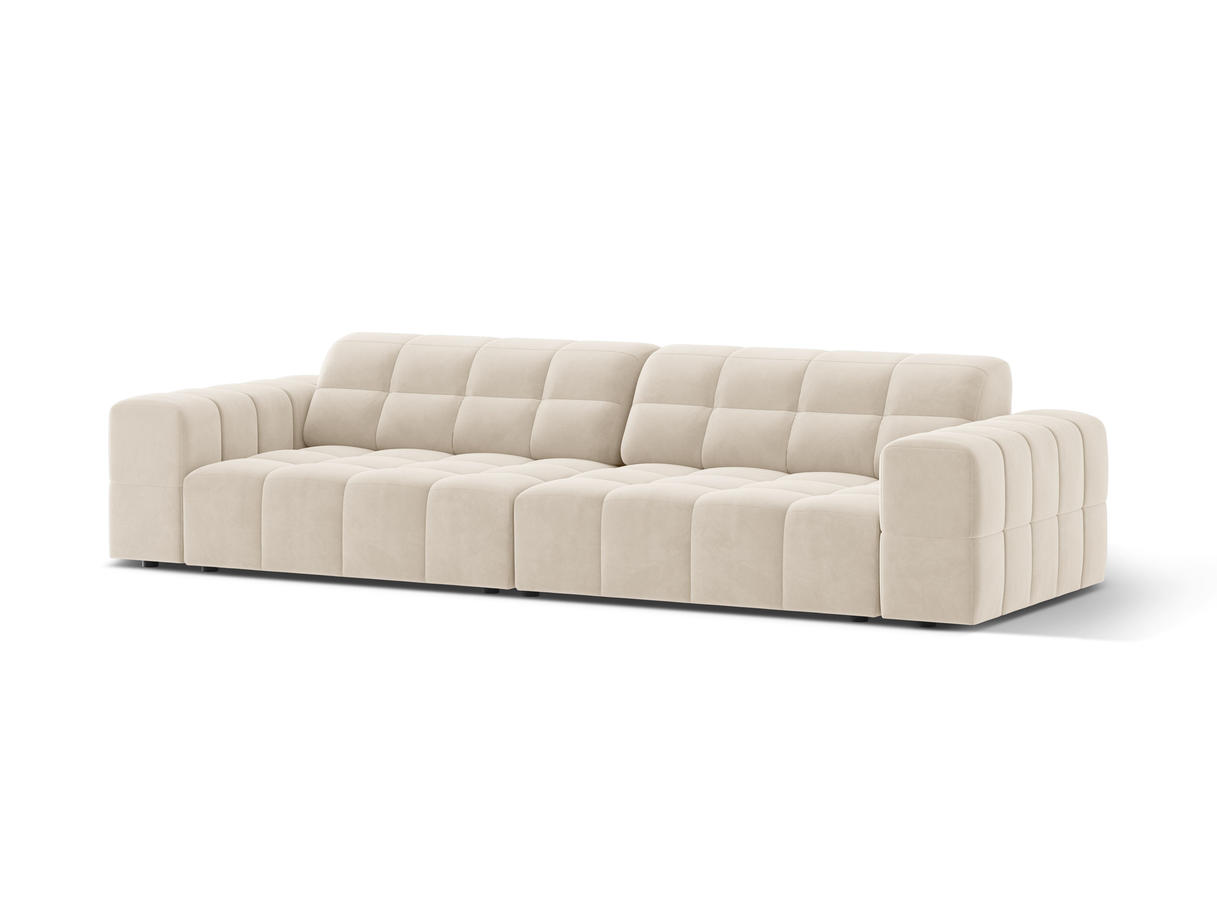Sofa z jemného velúru pre 4 osoby CHICAGO svetlo béžová
