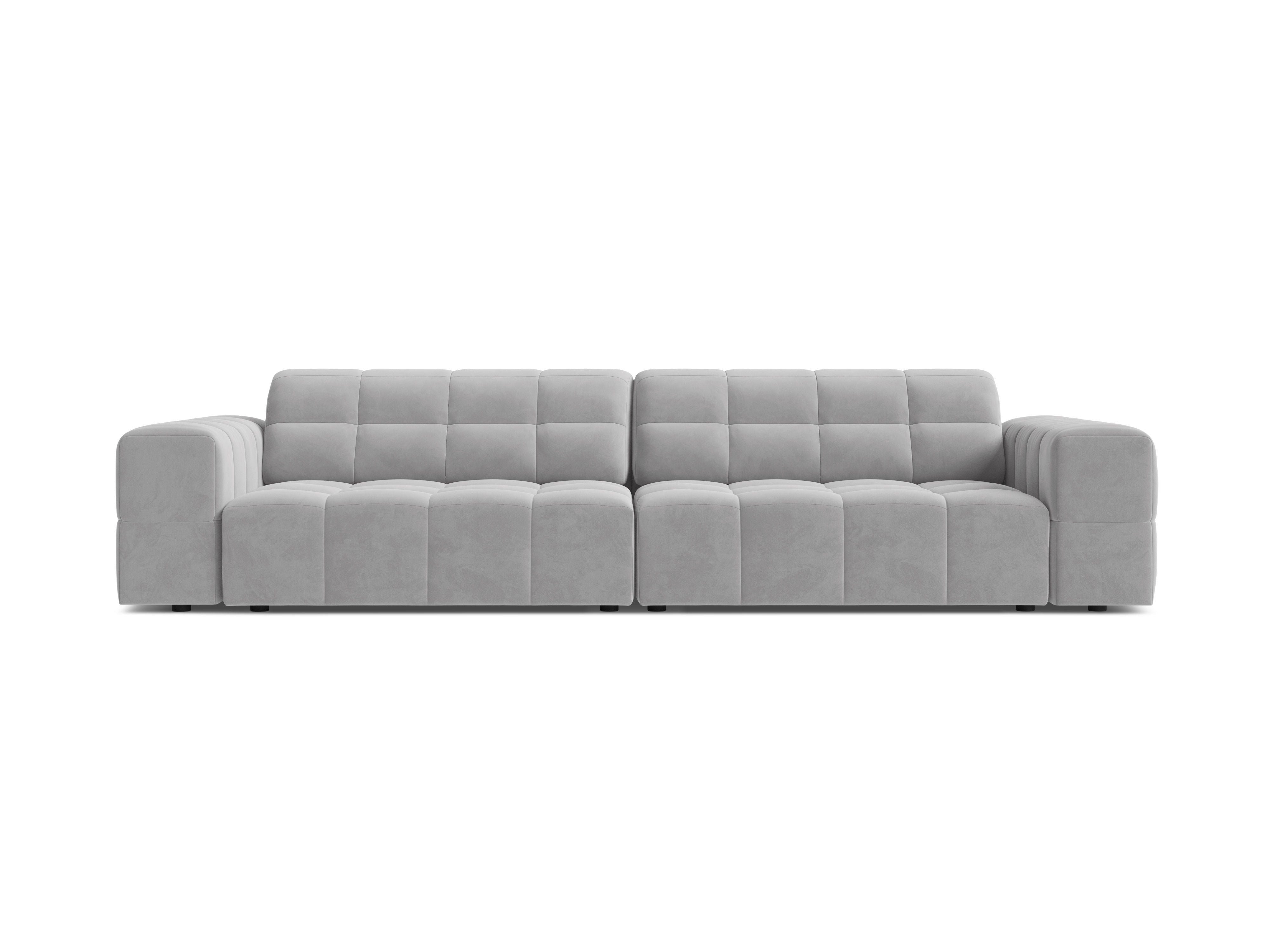 Sofa z jemného velúru pre 4 osoby CHICAGO svetlosivá