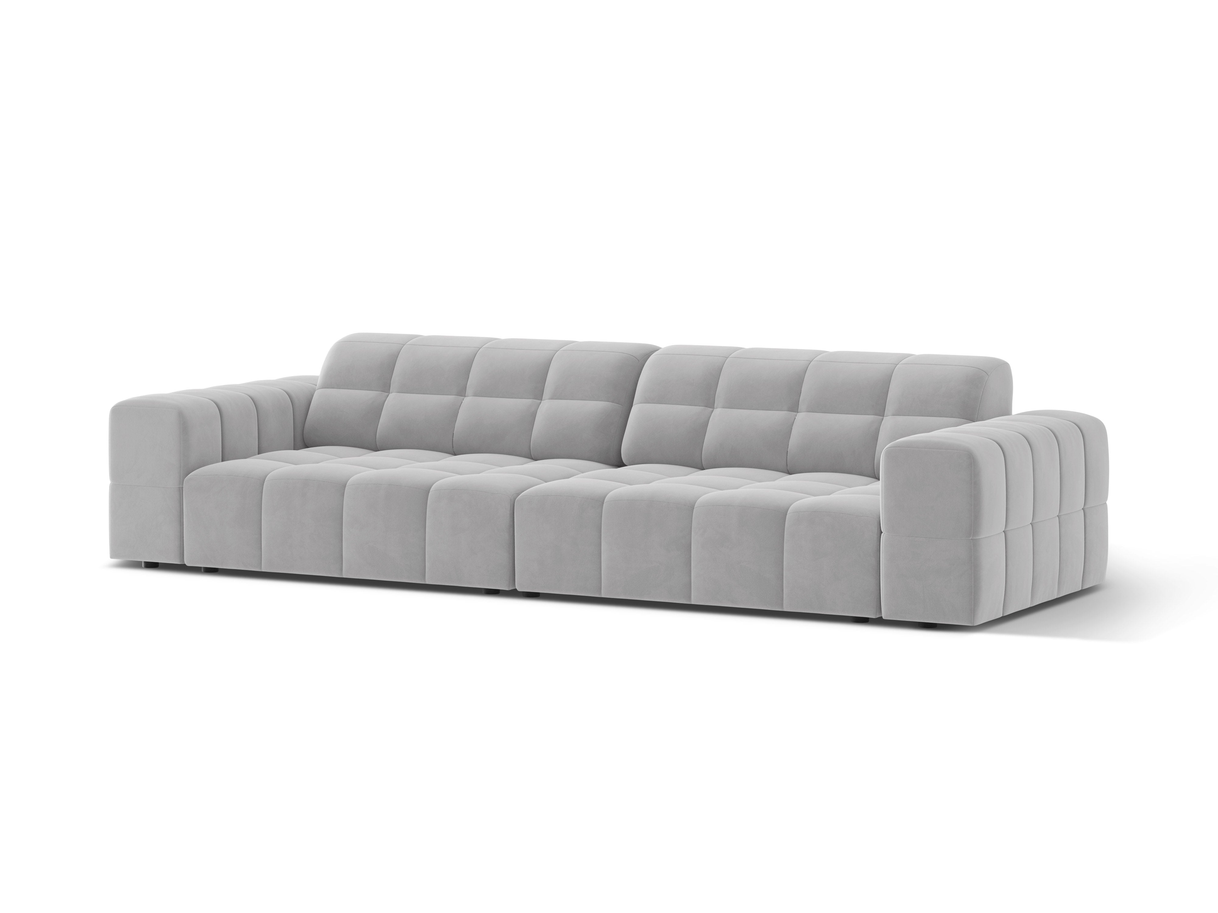 Sofa z jemného velúru pre 4 osoby CHICAGO svetlosivá