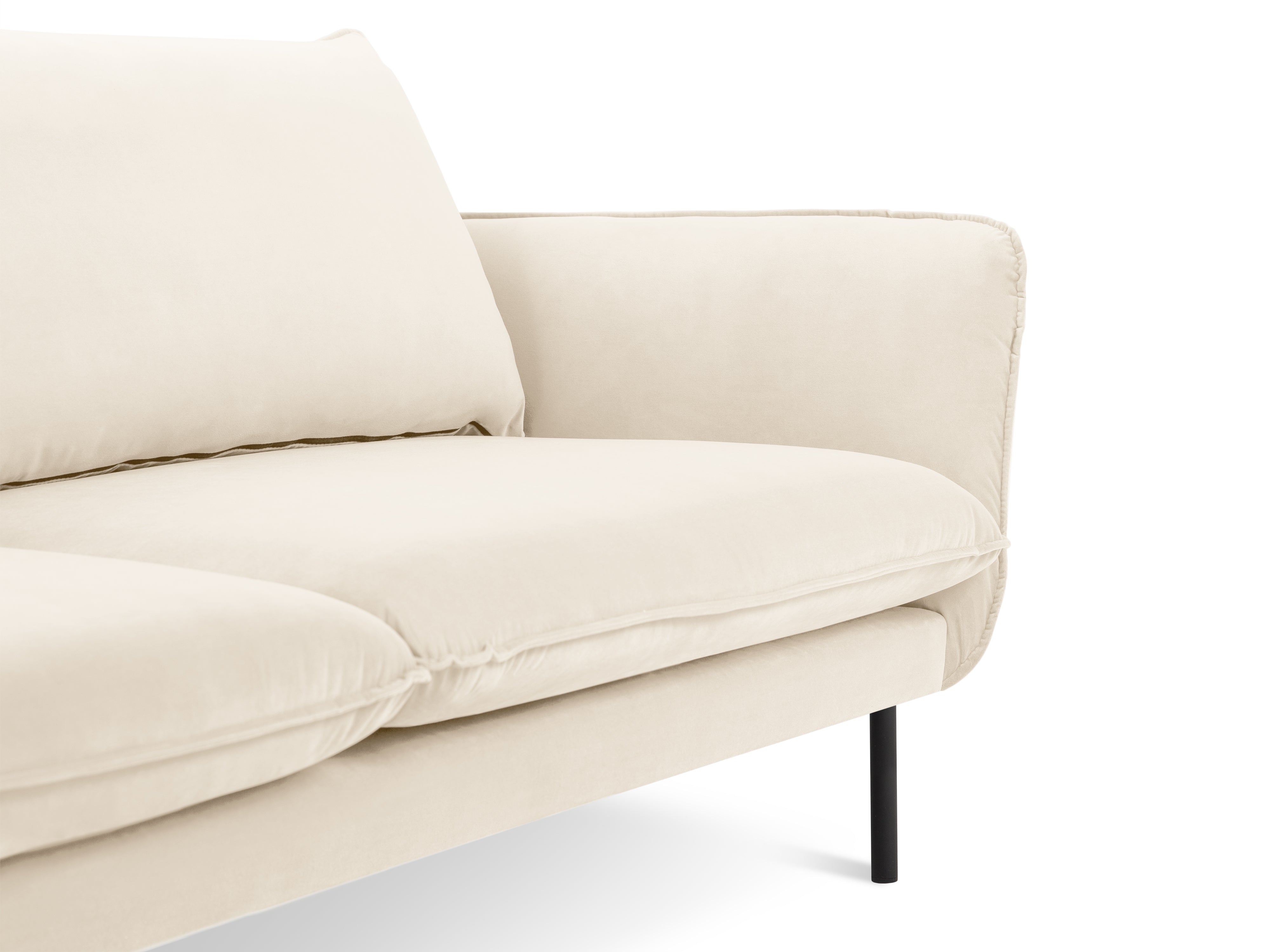 VIENNA Light Beige Velvet 6-Seater Panoramic Sofa with Black Base