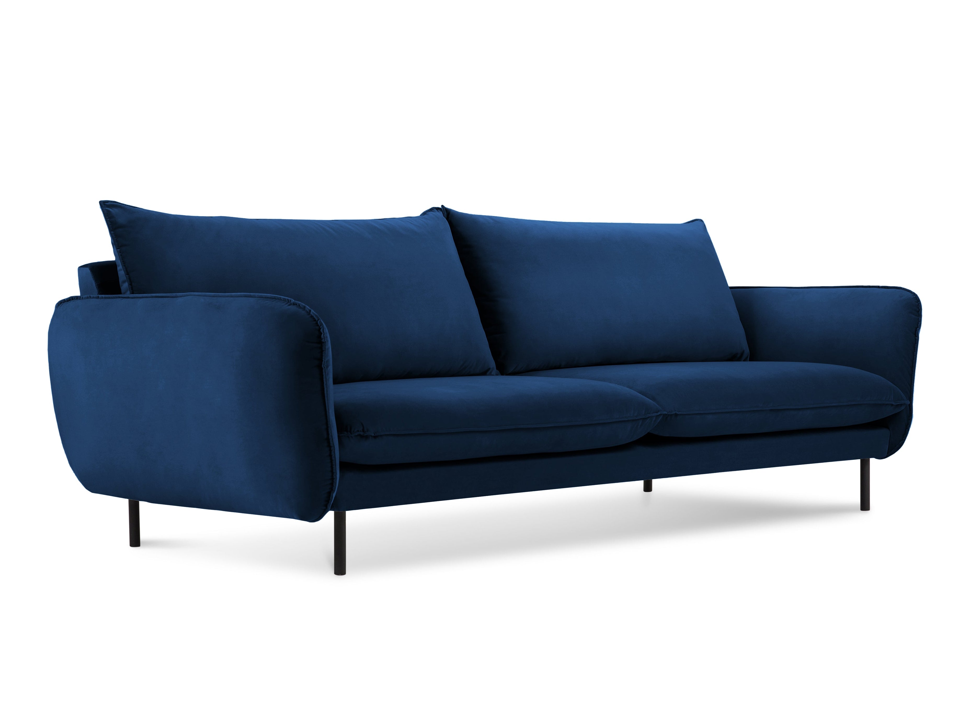 Velvet sofa for 4 people VIENNA royal blue with black base