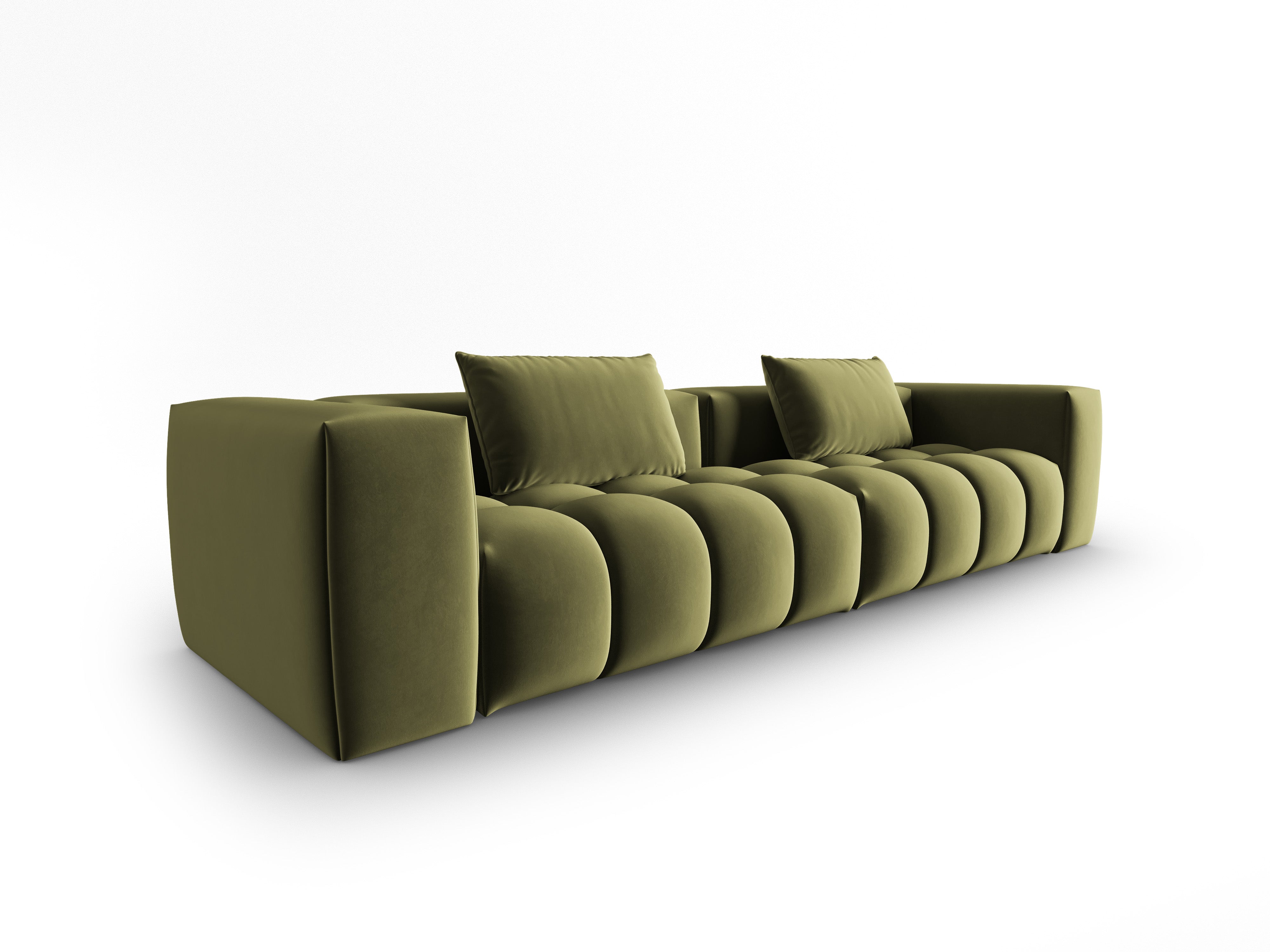 Sofa z jemného zamatového materiálu pre 5 osôb VERONA svetlozelená