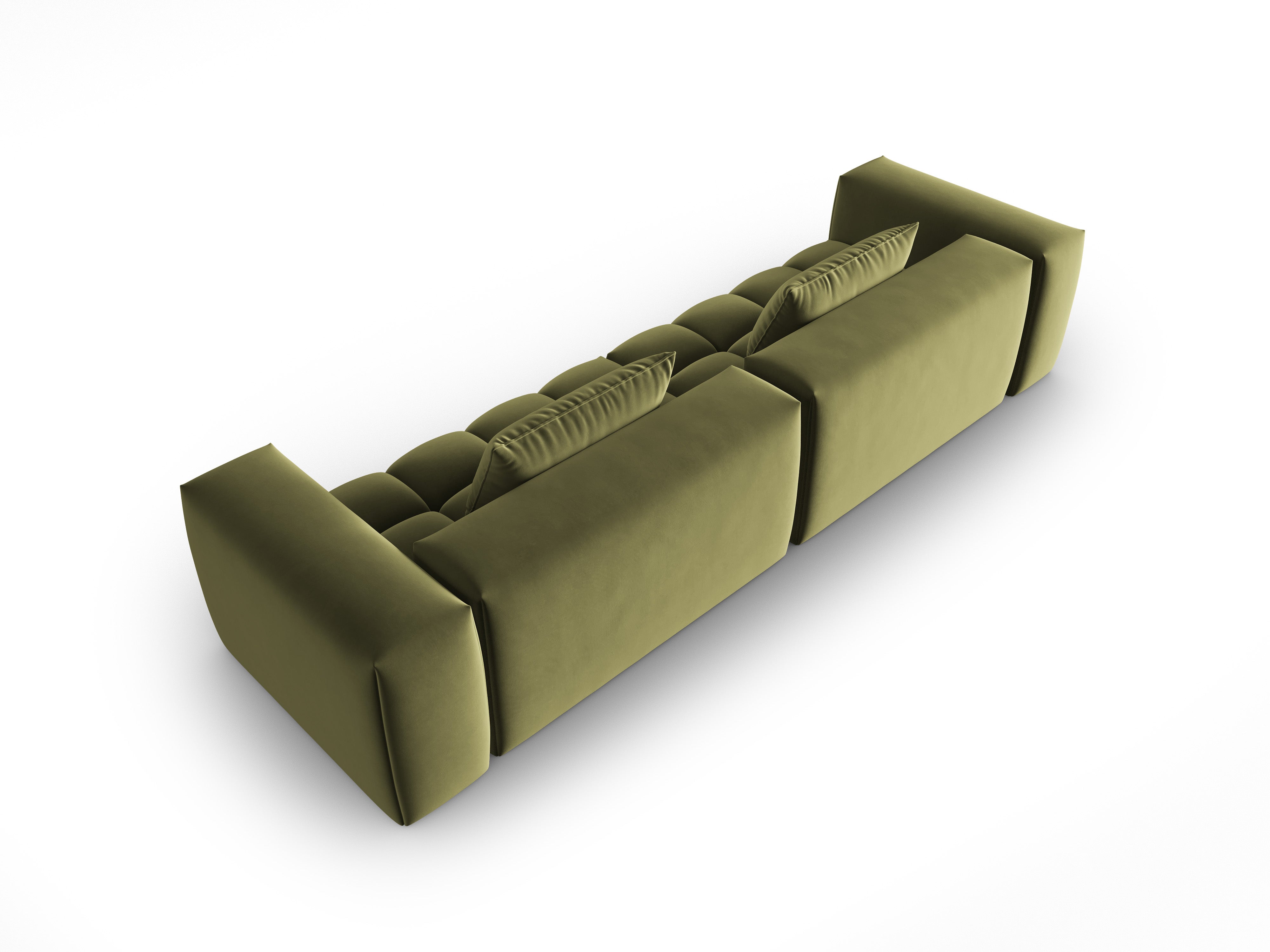 Sofa z jemného zamatového materiálu pre 5 osôb VERONA svetlozelená