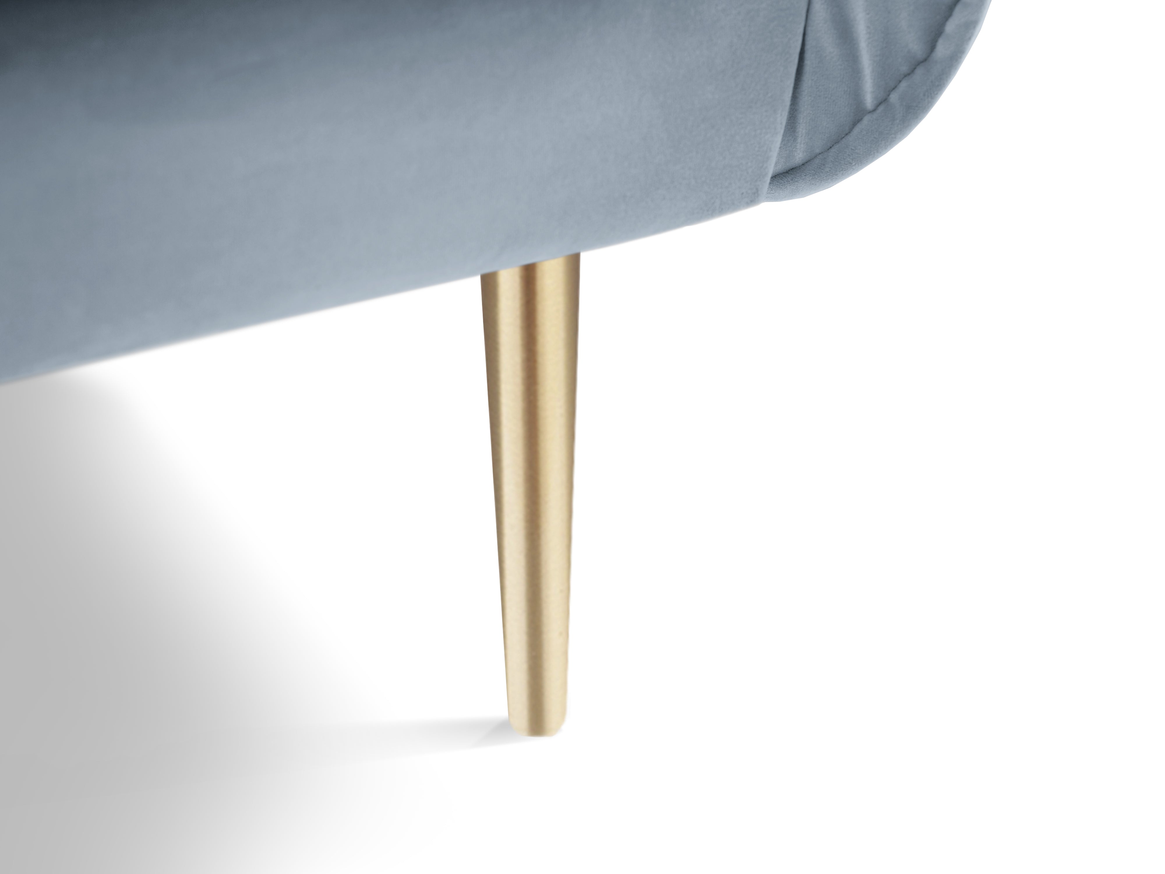 Velvet armchair VIENNA light blue with a gold base