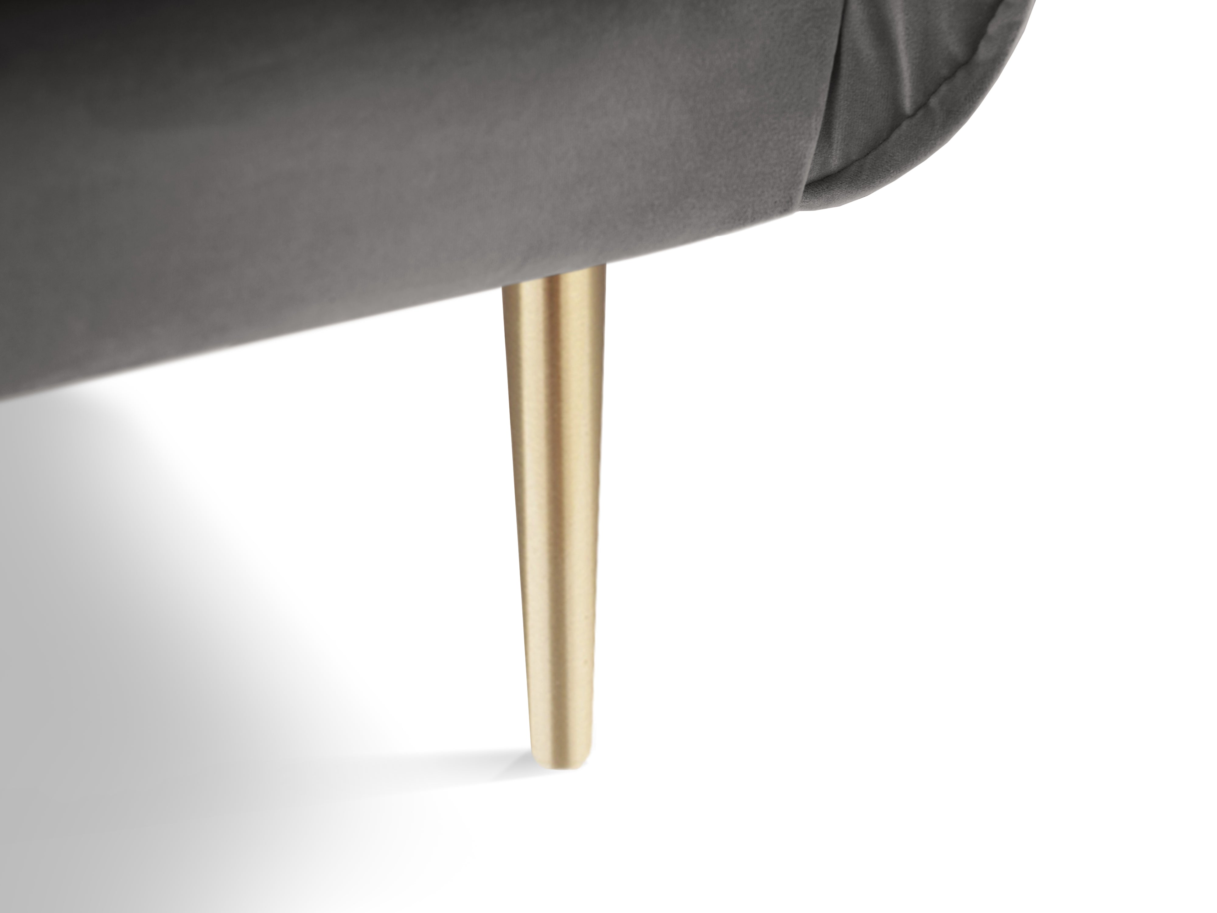 Velvet armchair VIENNA light gray with a gold base