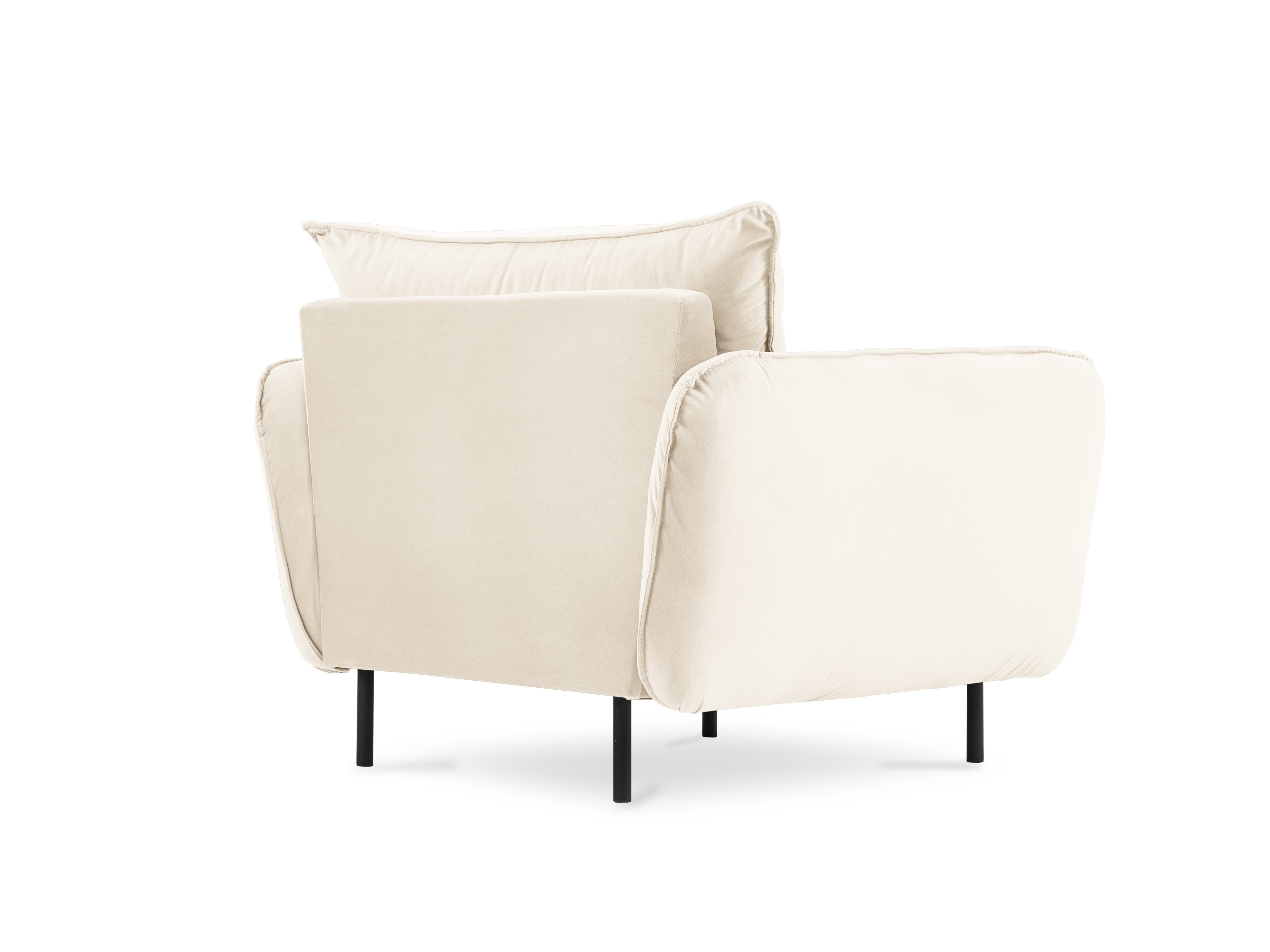 Velvet armchair VIENNA beige with black base