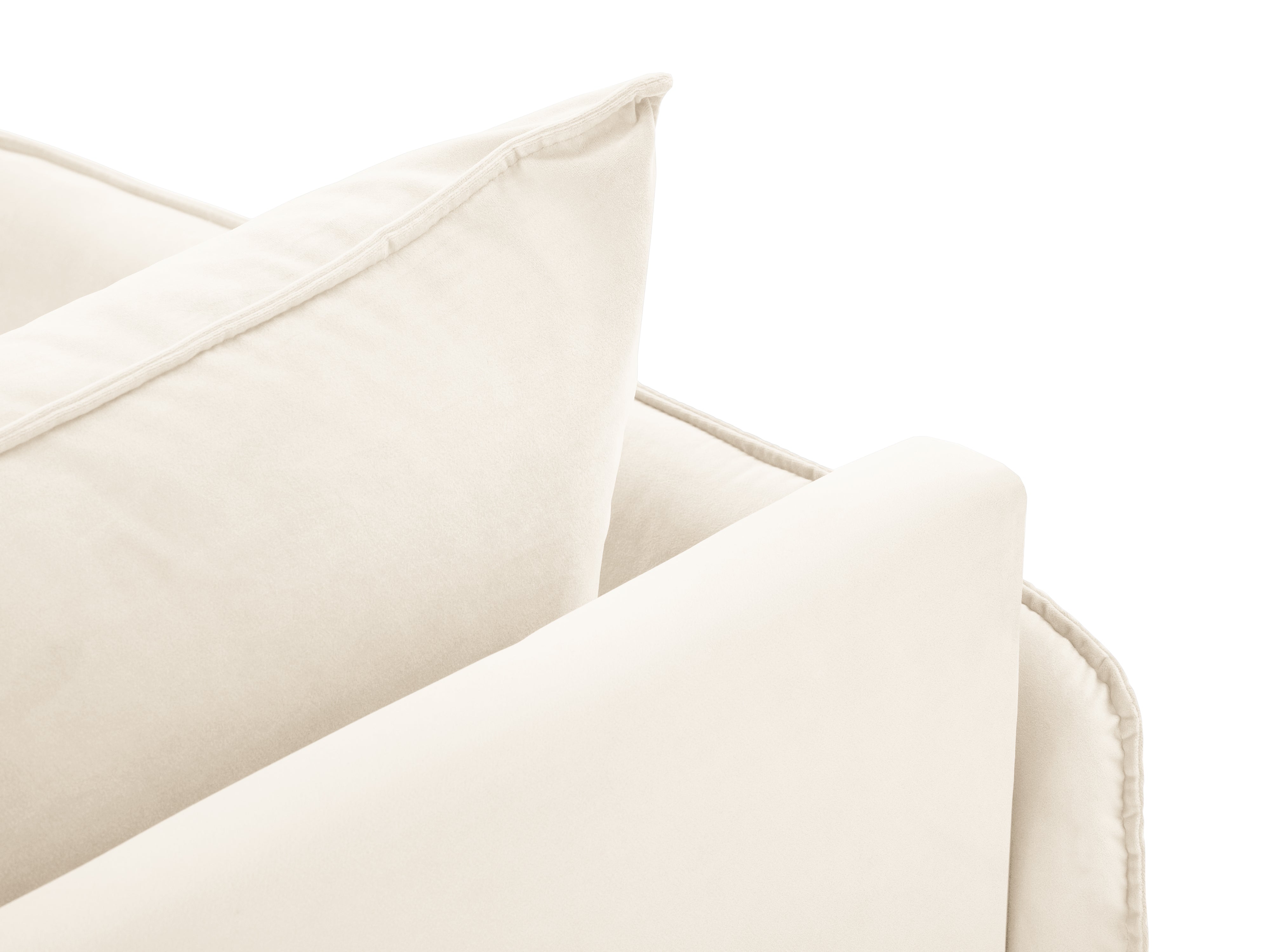 Left-facing velvet chaise longue VIENNA light beige with black base