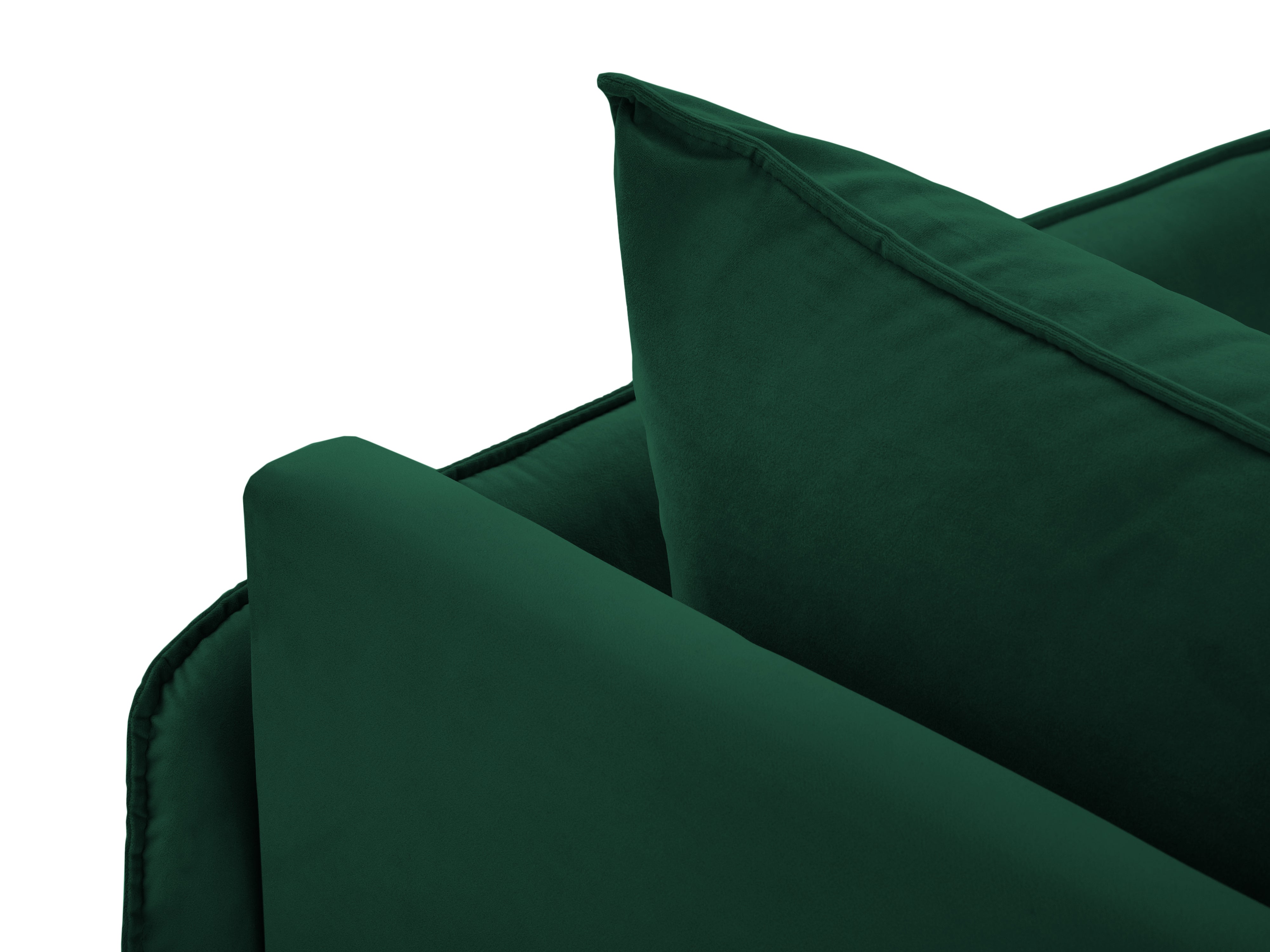 Right-facing velvet chaise longue VIENNA in bottle green with a gold base