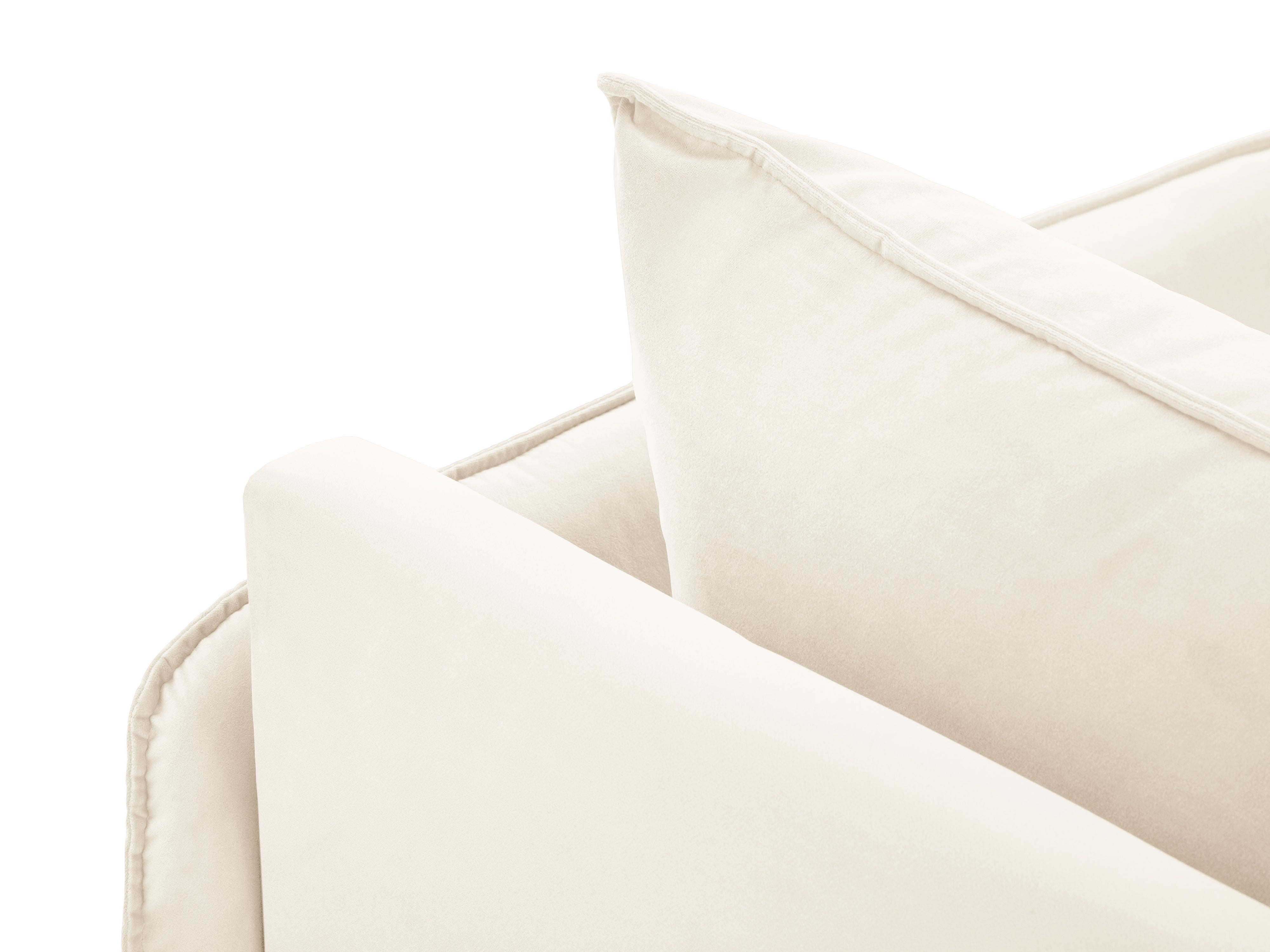 VIENNA Light Beige Velvet 6-Seater Panoramic Sofa with Black Base