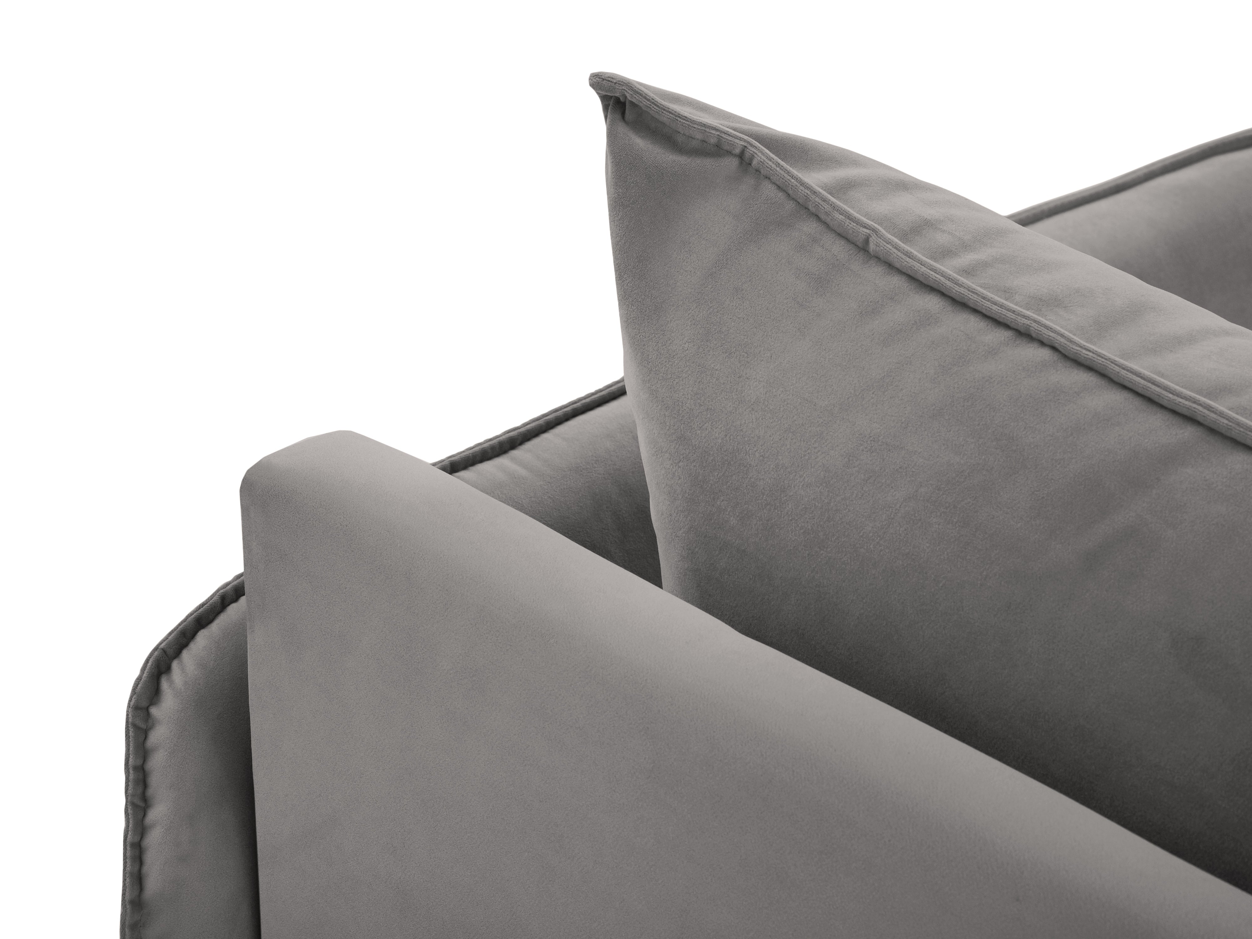 VIENNA Light Gray Velvet 6-Person Panoramic Sofa with Black Base