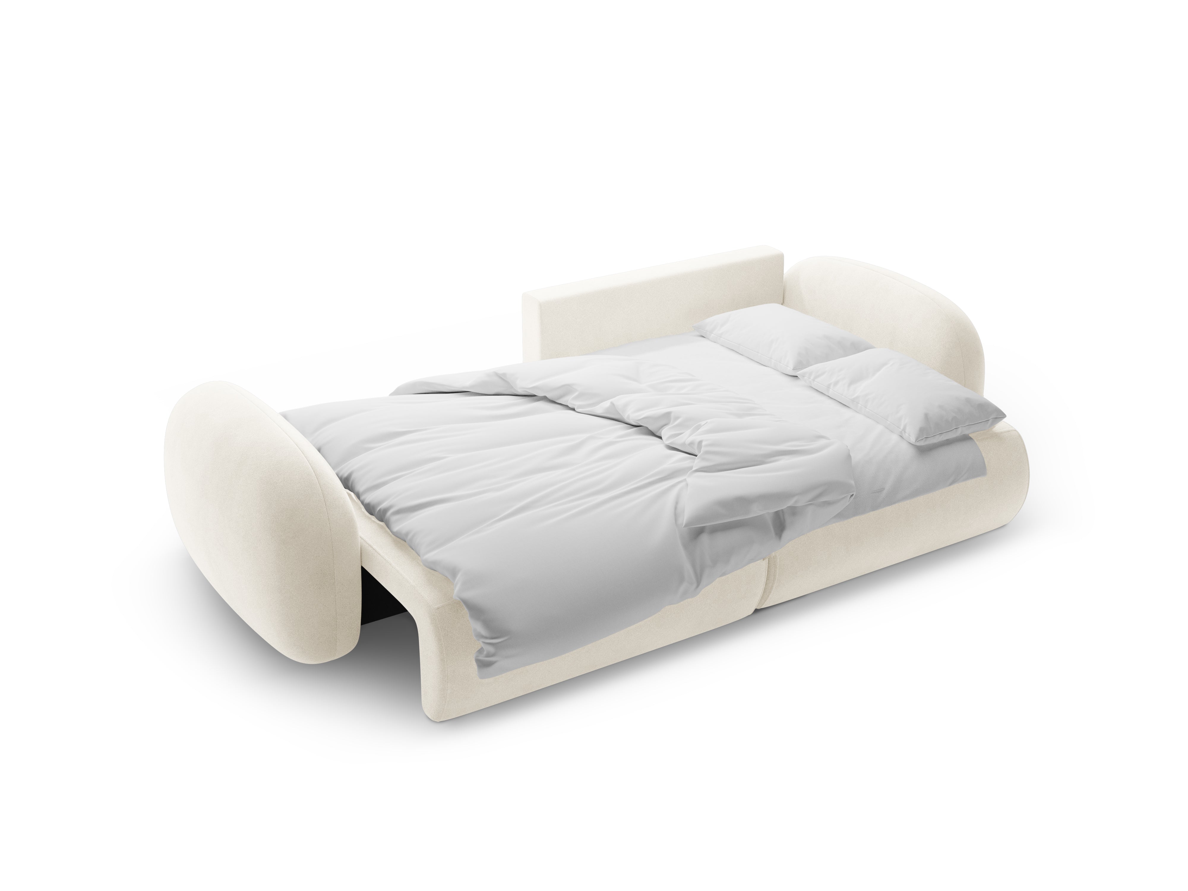 Rohová pohovka z jemného zamatového materiálu s funkciou spania pre 4 osoby TONALE krémová