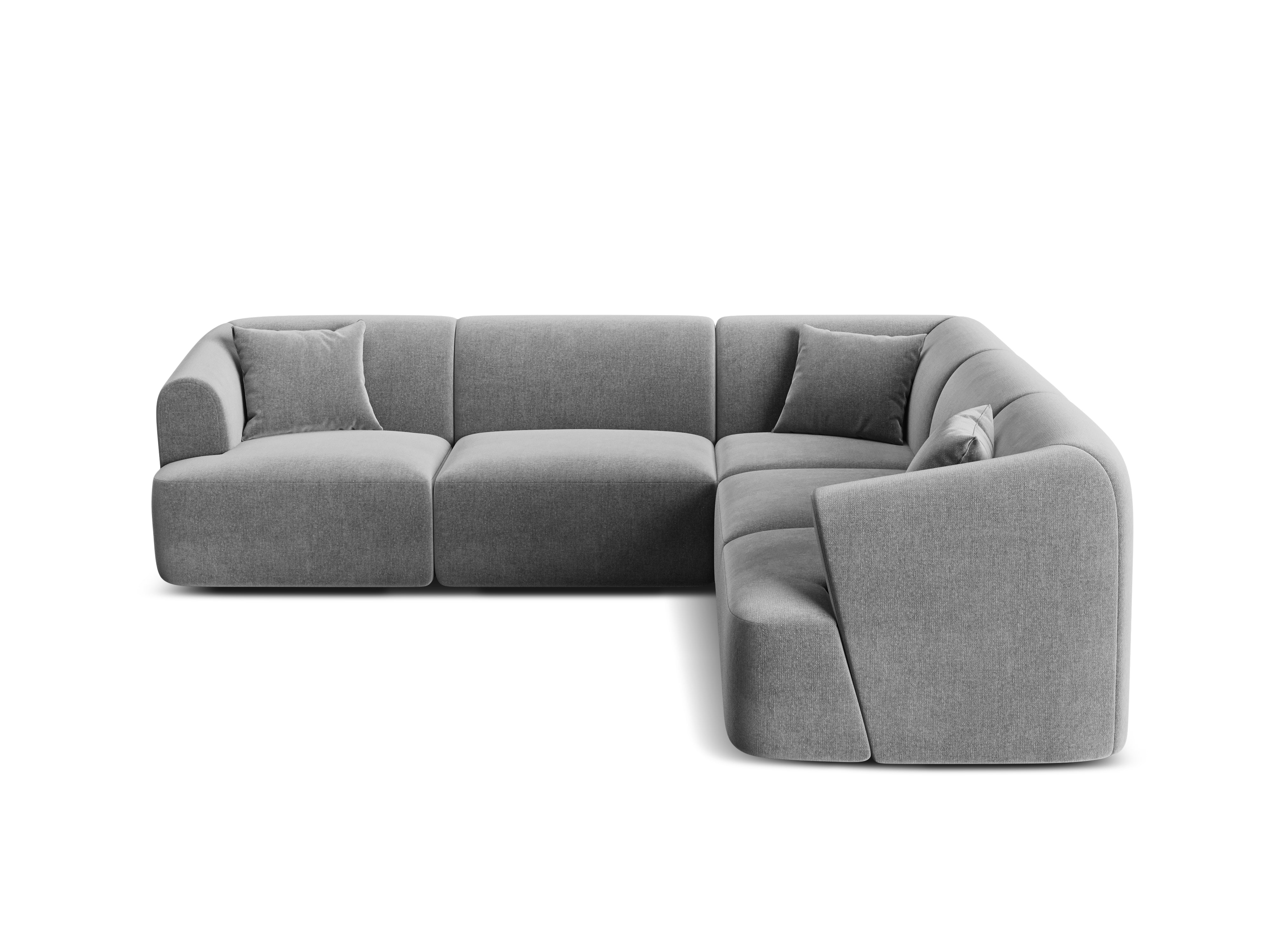 Symmetrical Velvet Corner Sofa for 4 People CAMPI Gray