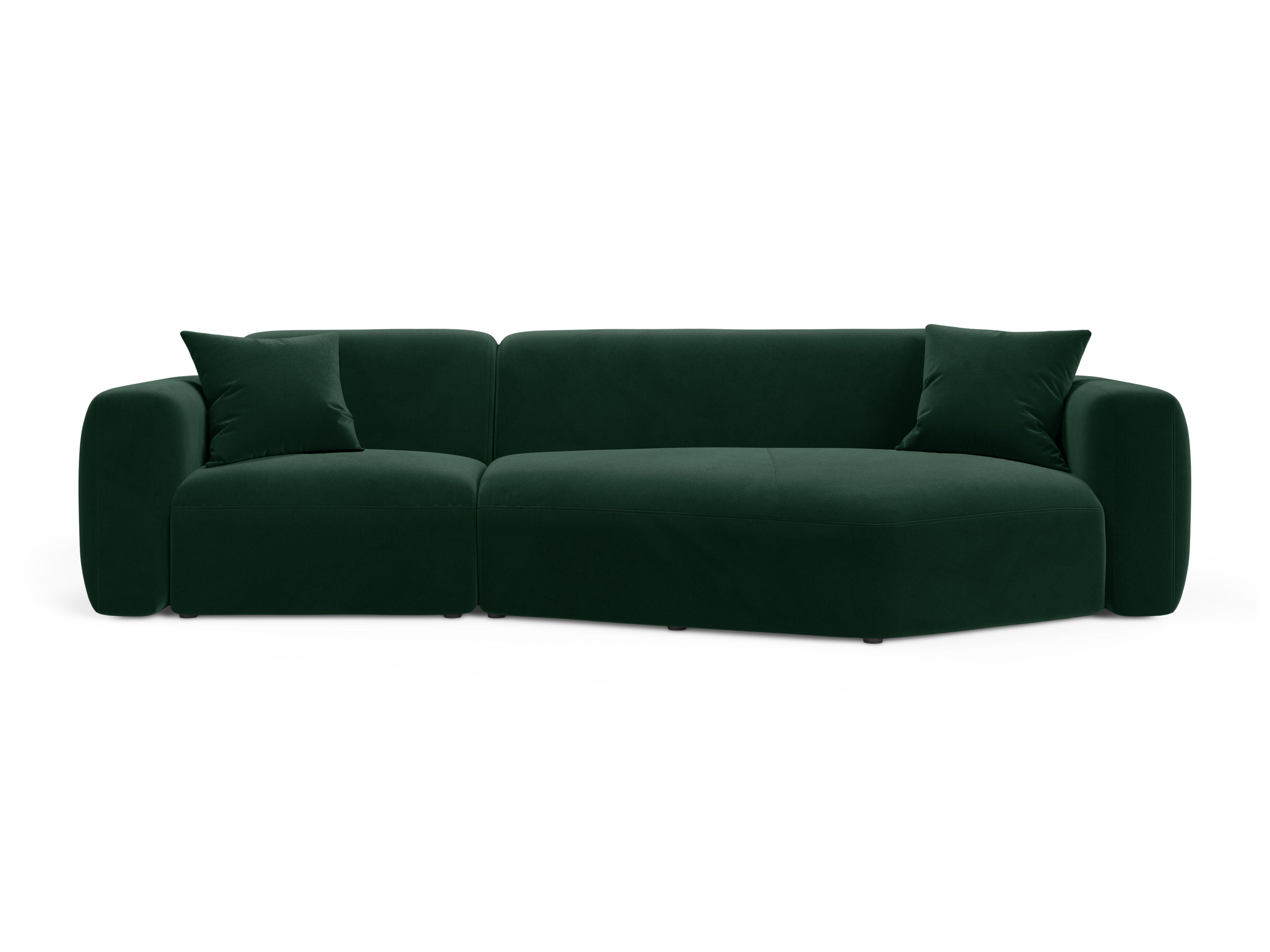 Right-facing velvet corner sofa STRINO bottle green