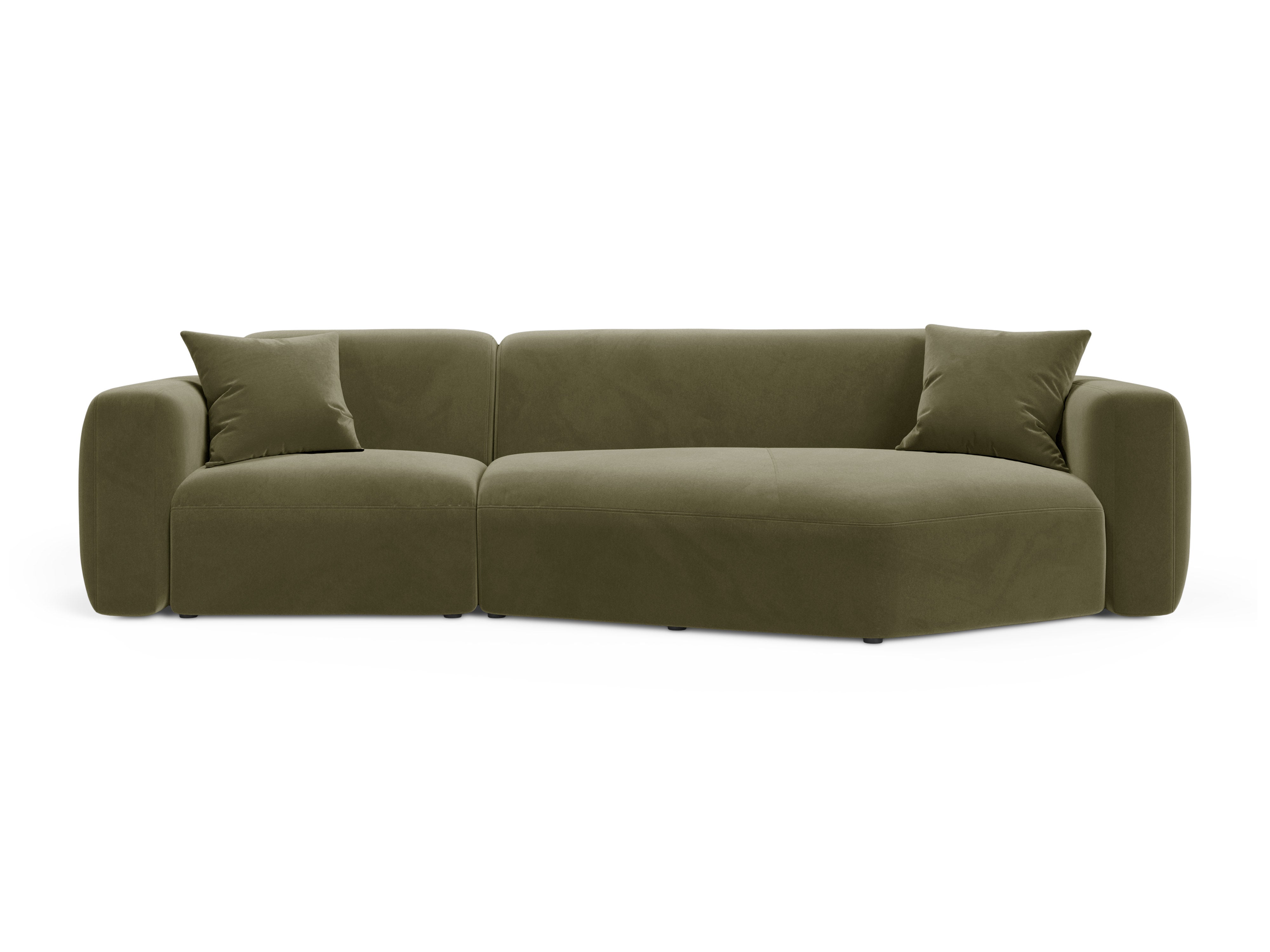 Right-facing velvet corner sofa STRINO green