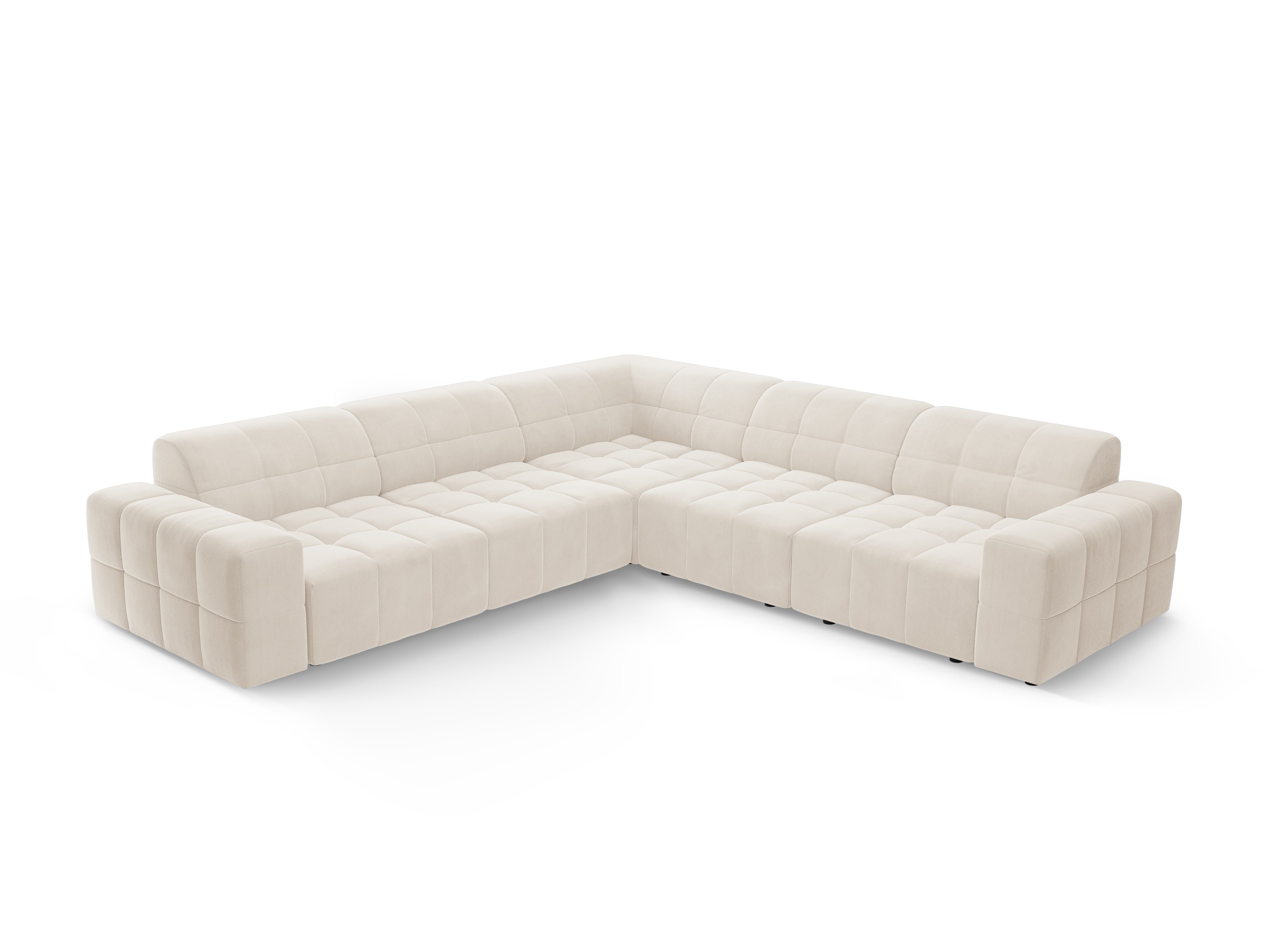 Symetrický sametový rohový gauč CHICAGO svetlo béžový