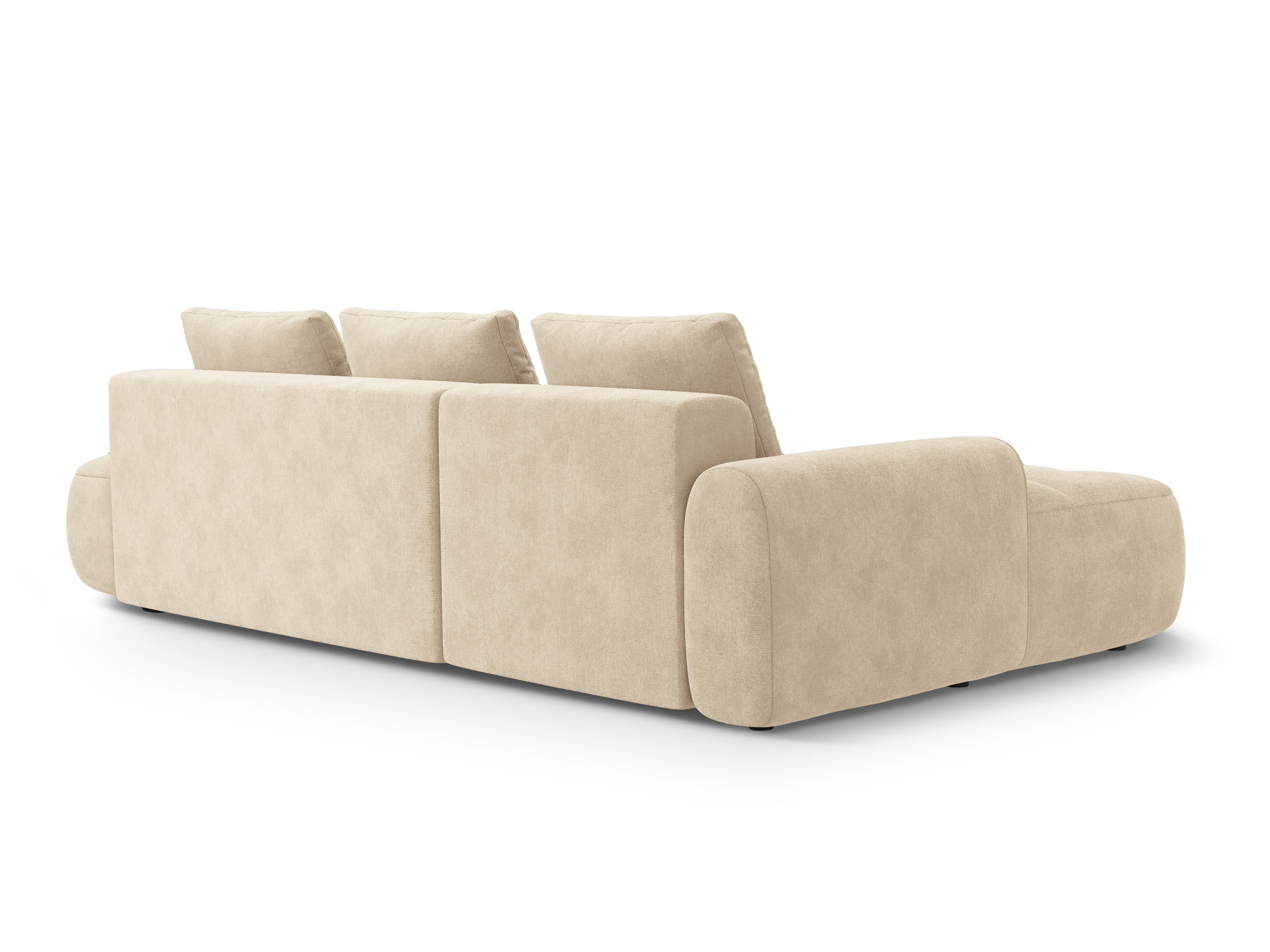 Left-facing velvet corner sofa bed for 3 people LINZ light beige