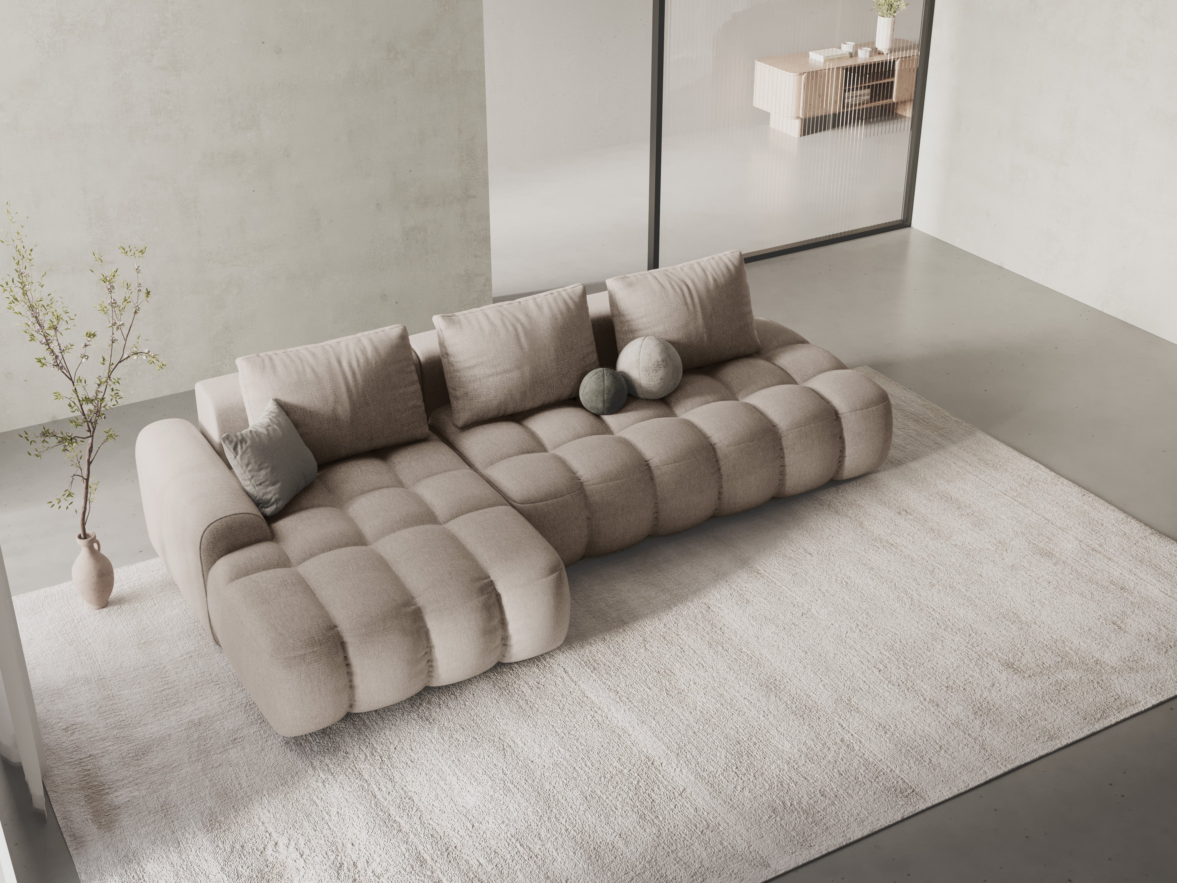 Rohová sedačka s funkciou spania pre 3 osoby LINZ piesková