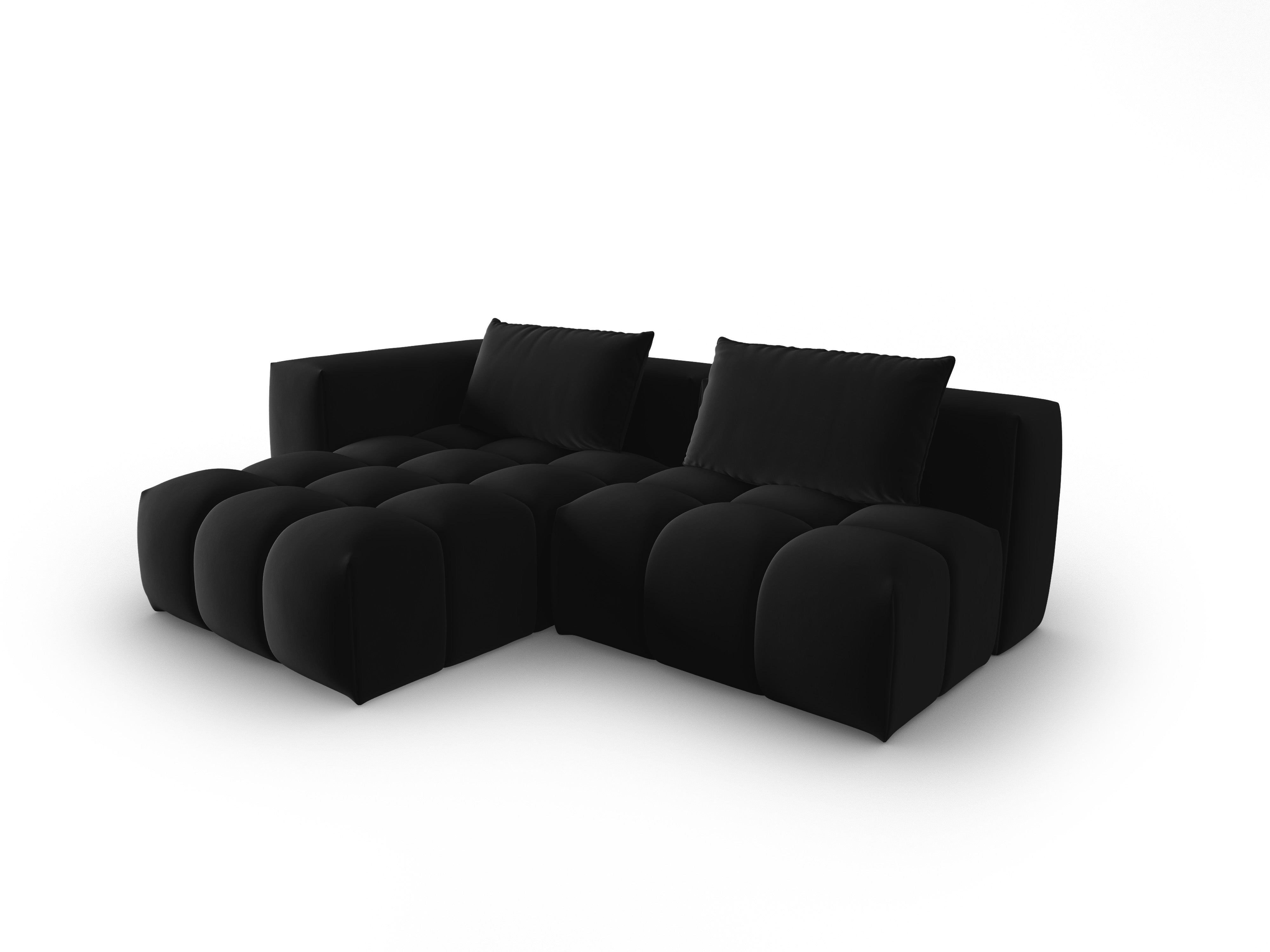 Black Velvet 3-Seater Left-Open Corner Sofa VERONA