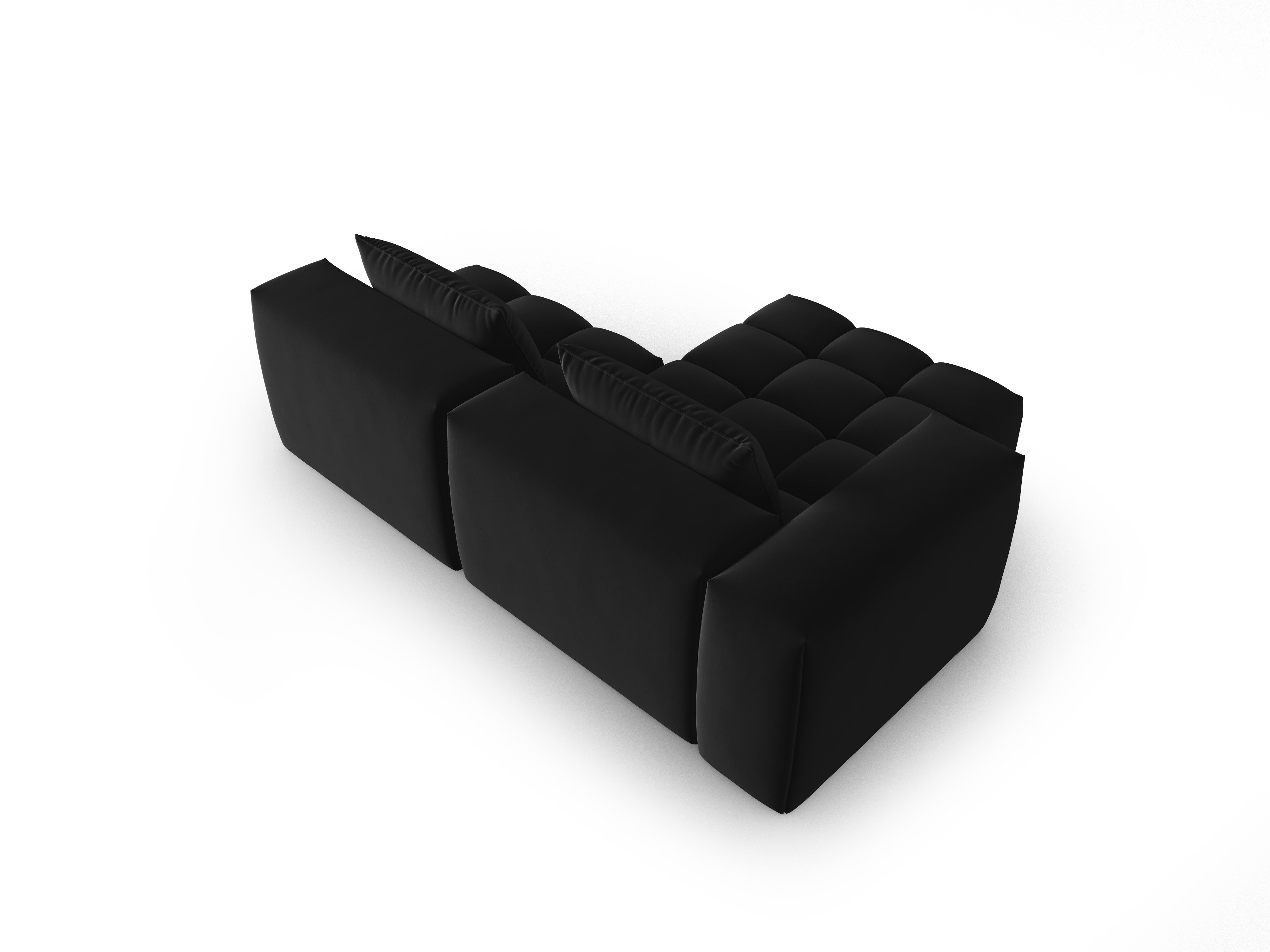 Black Velvet 3-Seater Left-Open Corner Sofa VERONA
