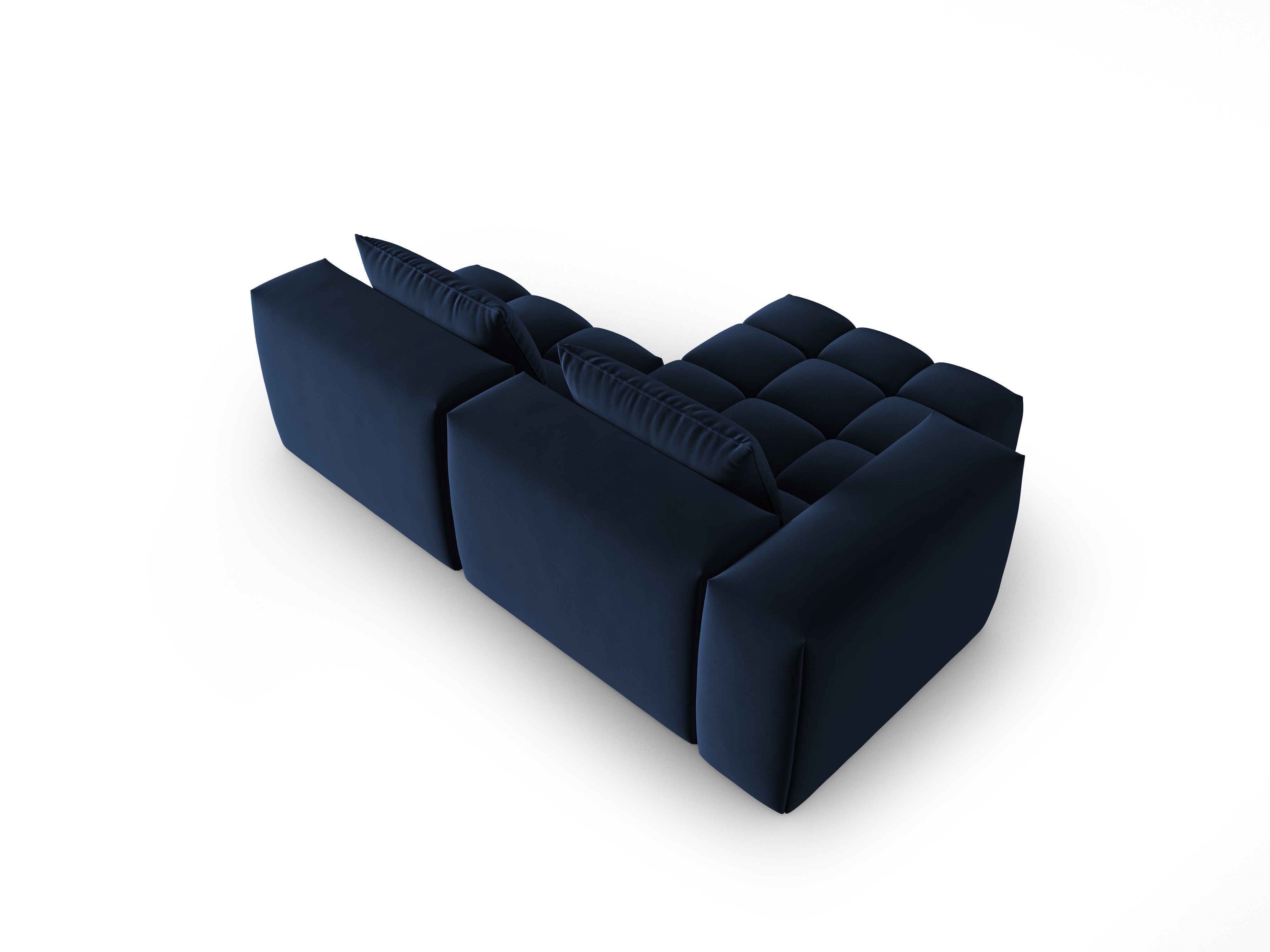 Velvet Corner Sofa for 3 People, Left-Open, VERONA, Royal Blue