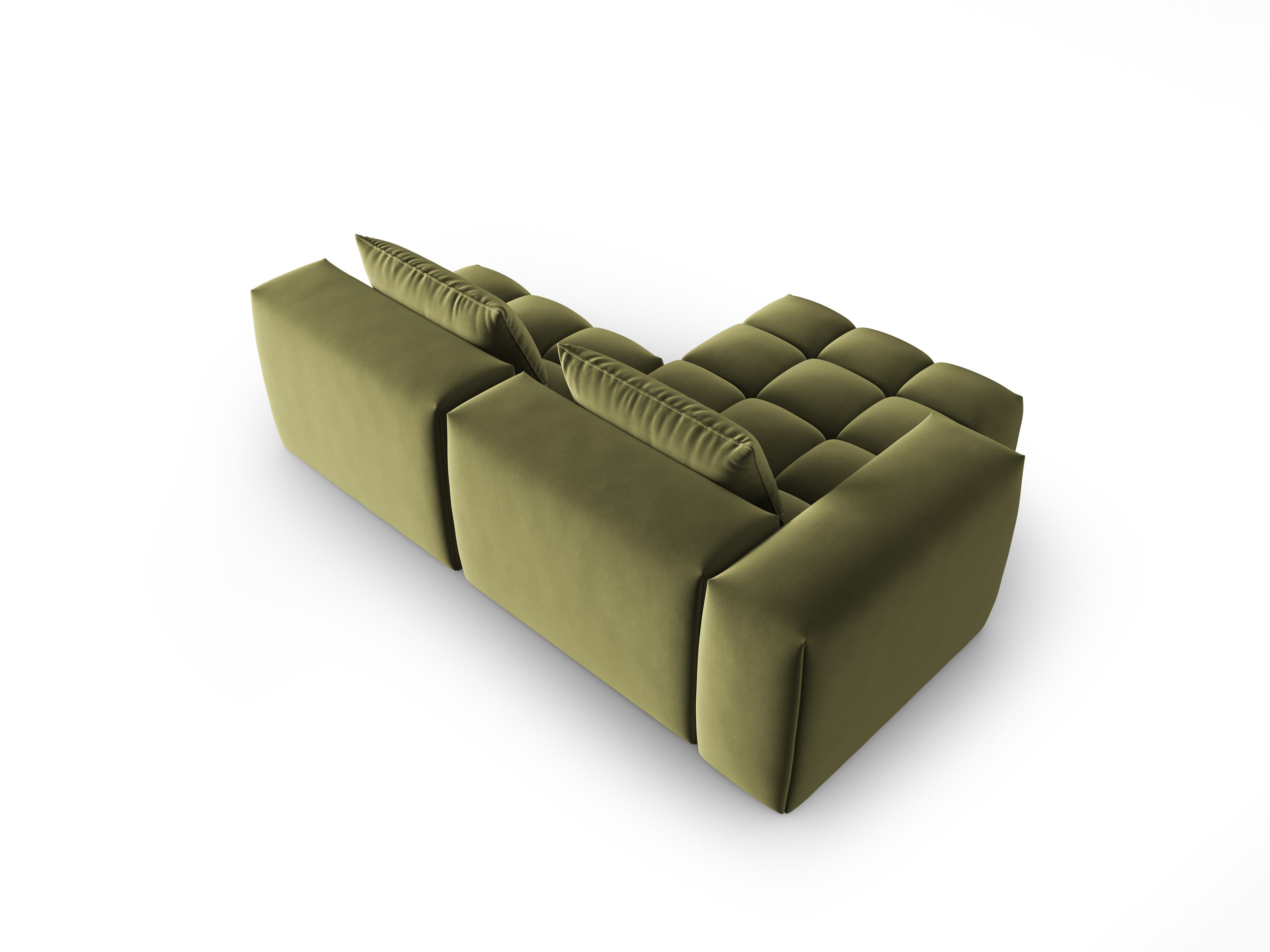 Velvet Corner Sofa for 3 People, Left-Open, VERONA, Light Green
