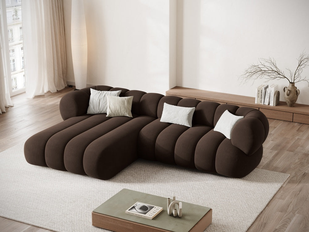 Chocolate Left-Handed Velvet Corner Sofa for 5 People KOGE