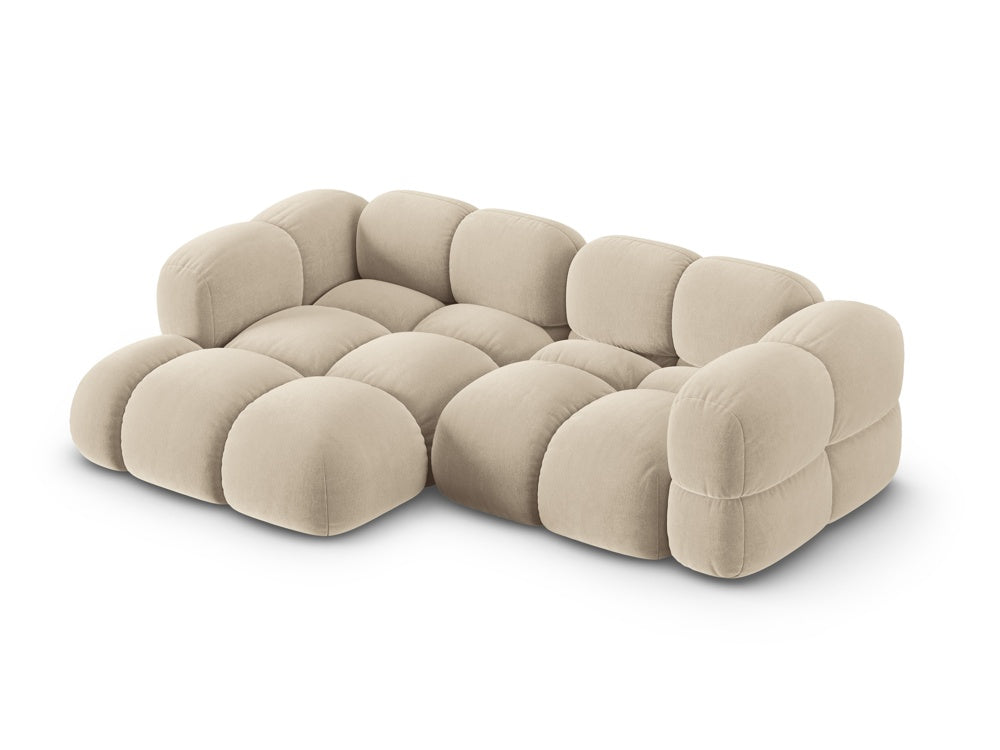 Left-facing 3-seater velvet corner sofa LORETTO beige