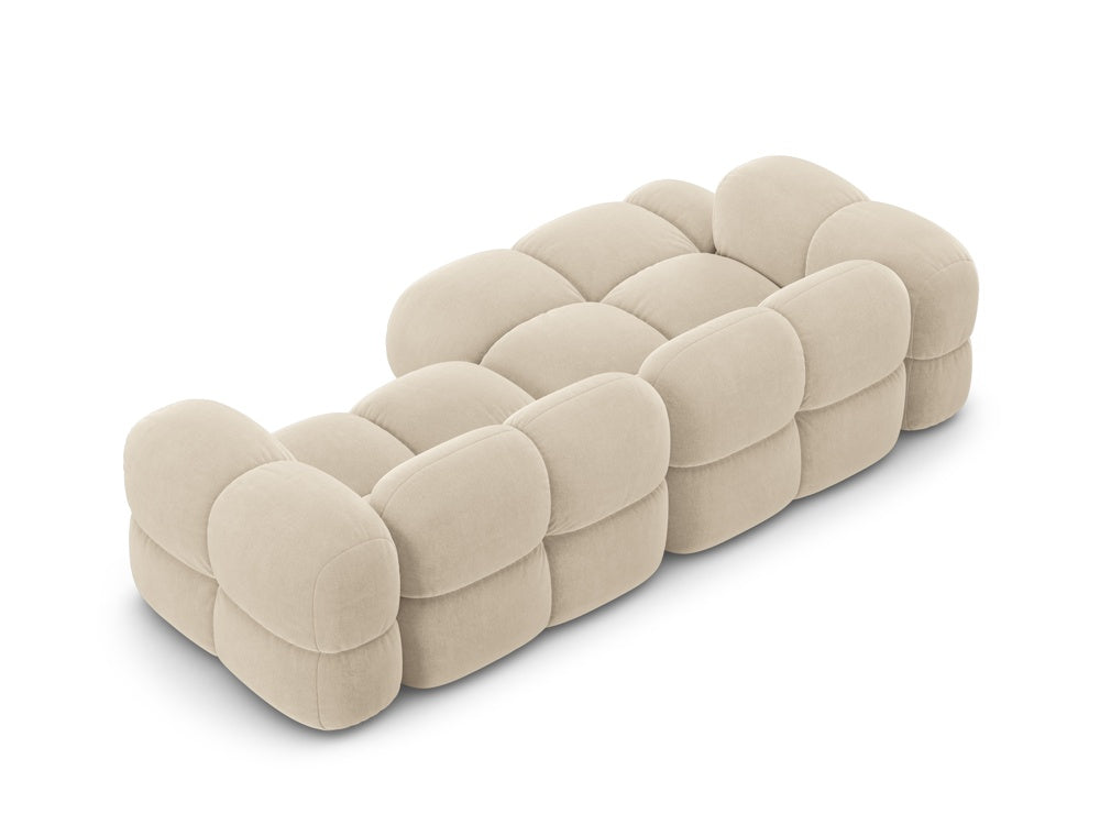 Left-facing 3-seater velvet corner sofa LORETTO beige