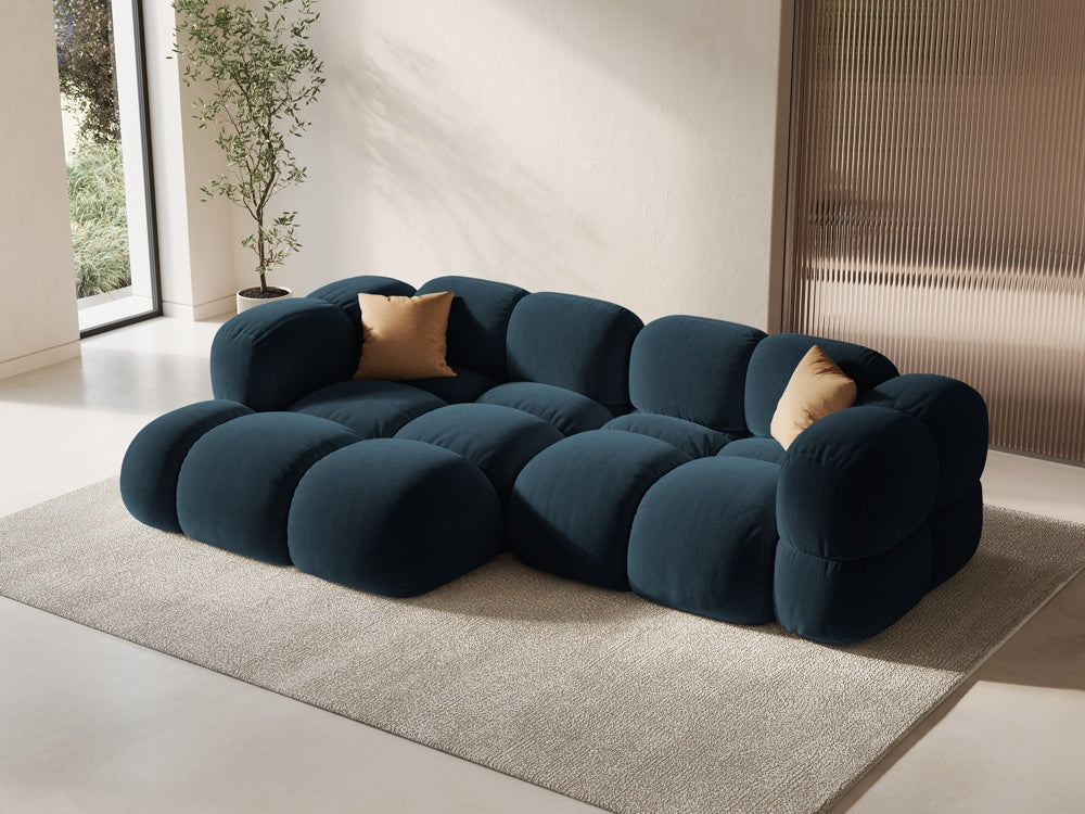 Velvet corner sofa for 3 people, left-sided LORETTO petrol