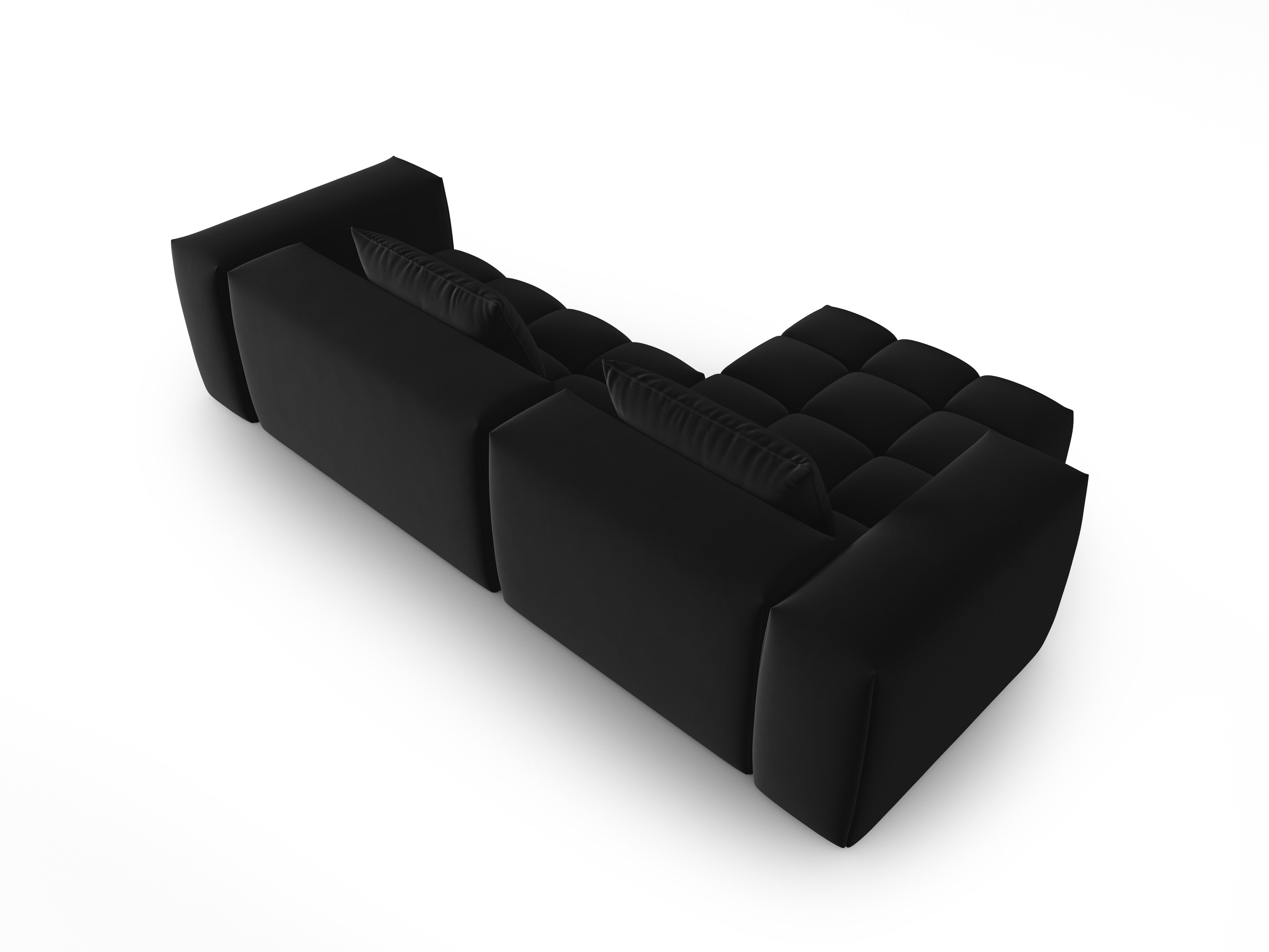 Velvet Corner Sofa for 3 People Left Side VERONA Black
