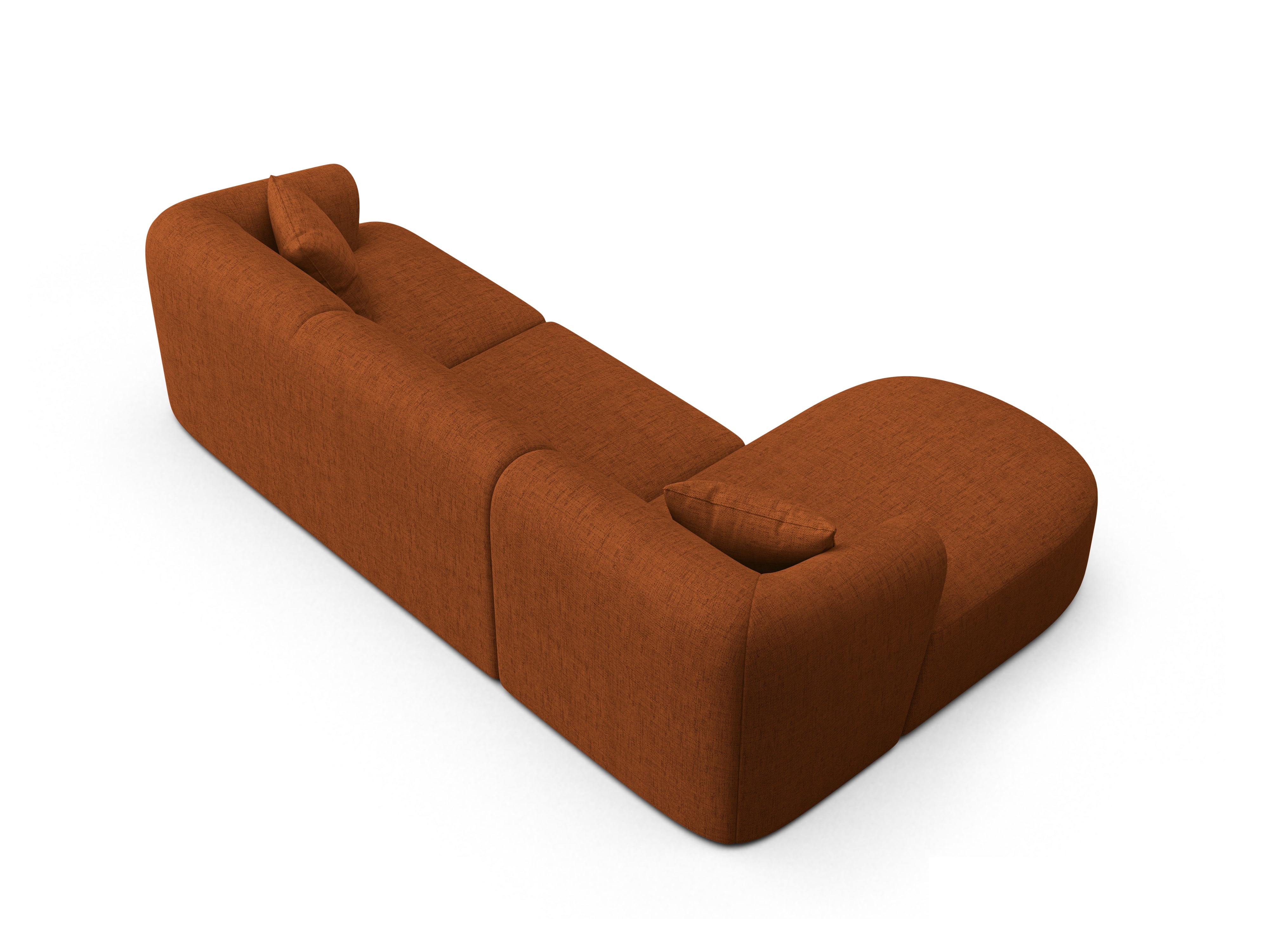 Left-sided 4-seater sofa CAMPI brick chenille
