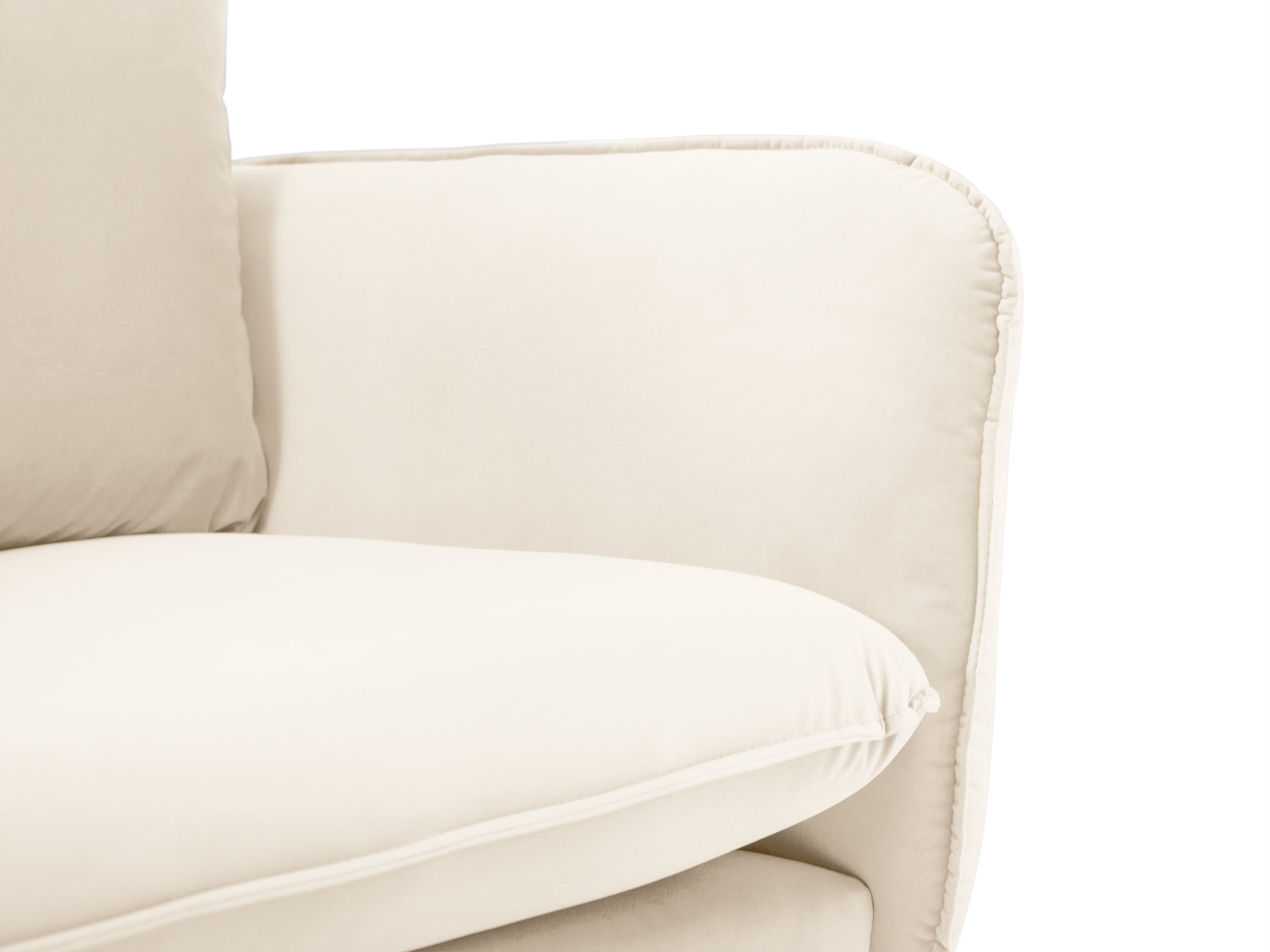 Sametový rohový gauč ľavostranný pre 5 osôb VIENNA béžový so zlatým podstavcom