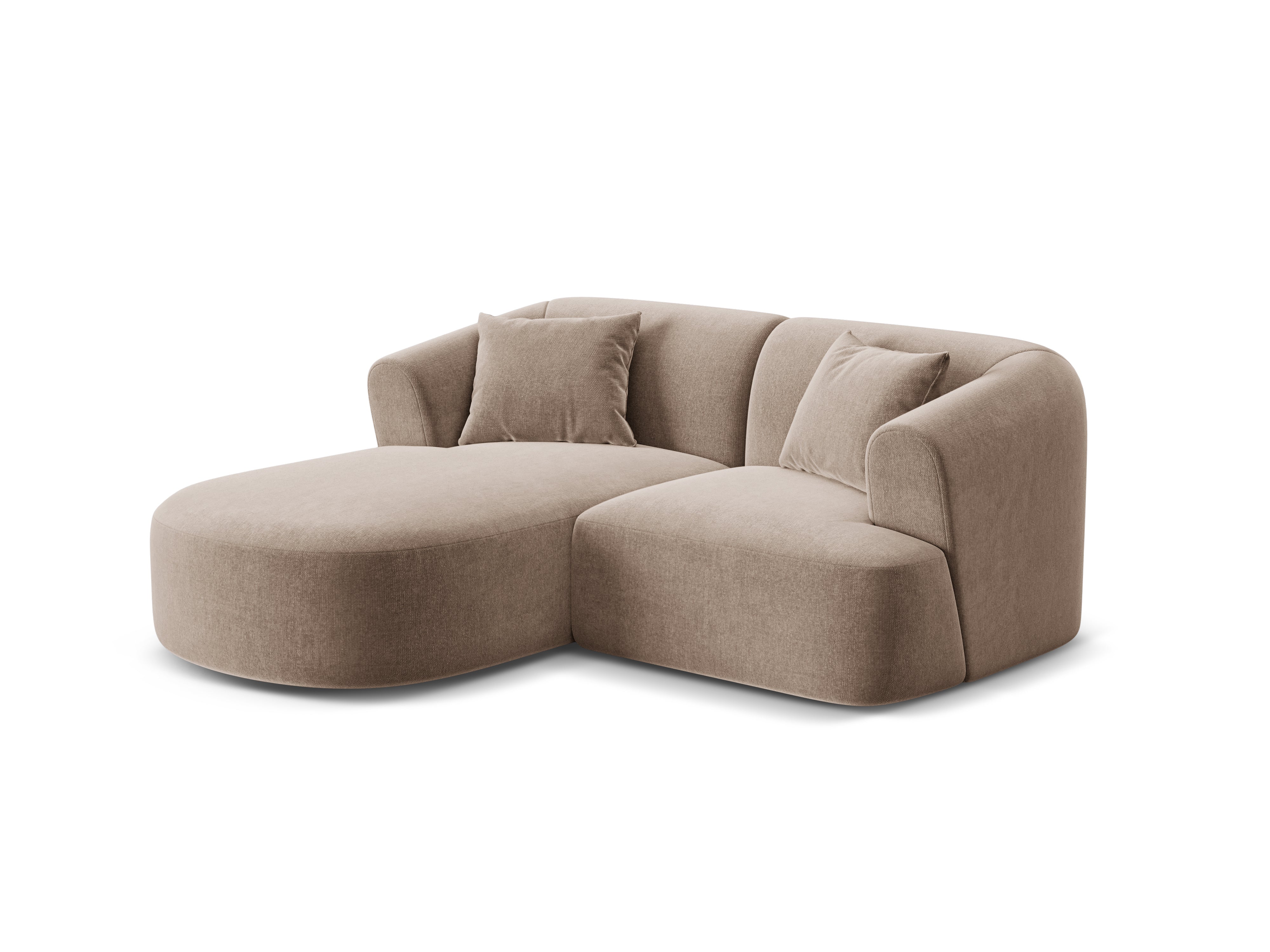Left-facing velvet corner sofa for 3 people CAMPI dark beige